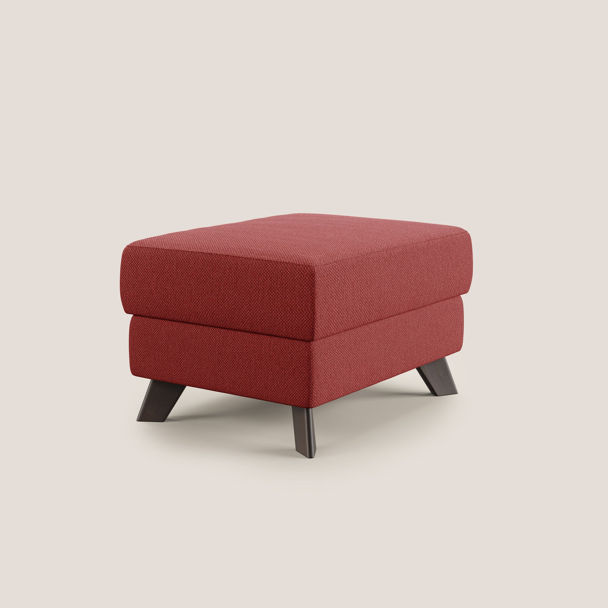 Moon Pouf contenitore e piedini alti in tessuto smacchiabile con acqua T05 rosso - divitt.sbs