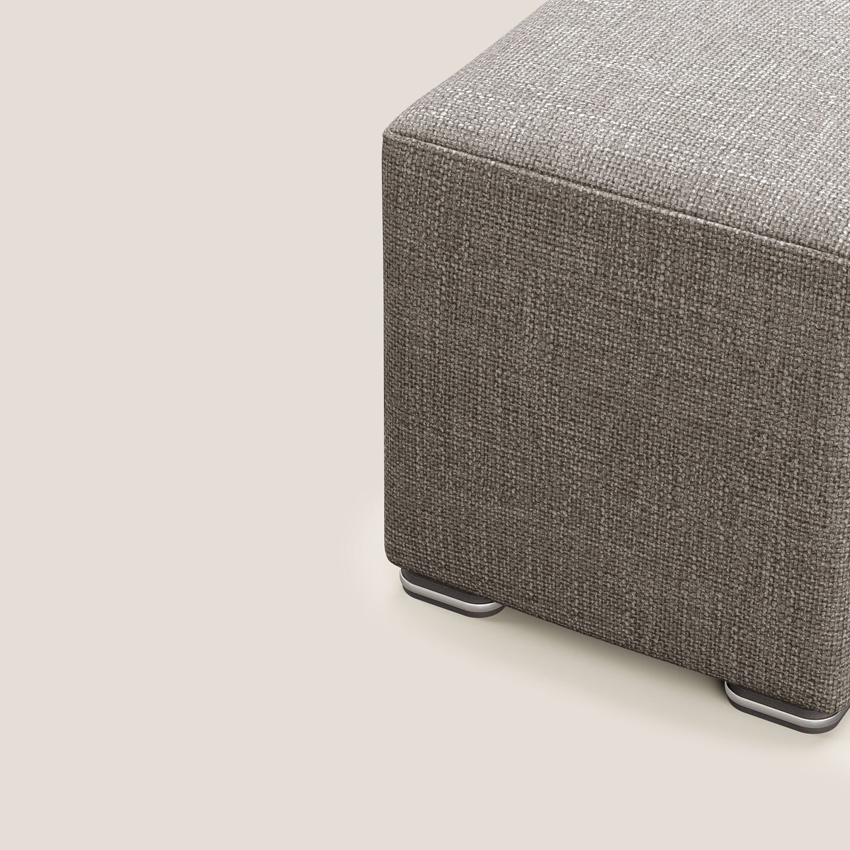 Cube pouf in morbido tessuto impermeabile ad intreccio melangiato T06 marrone - divitt.sbs
