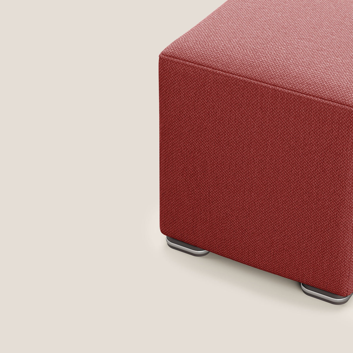 Cube pouf in tessuto morbido smacchiabile T05 rosso - divitt.sbs