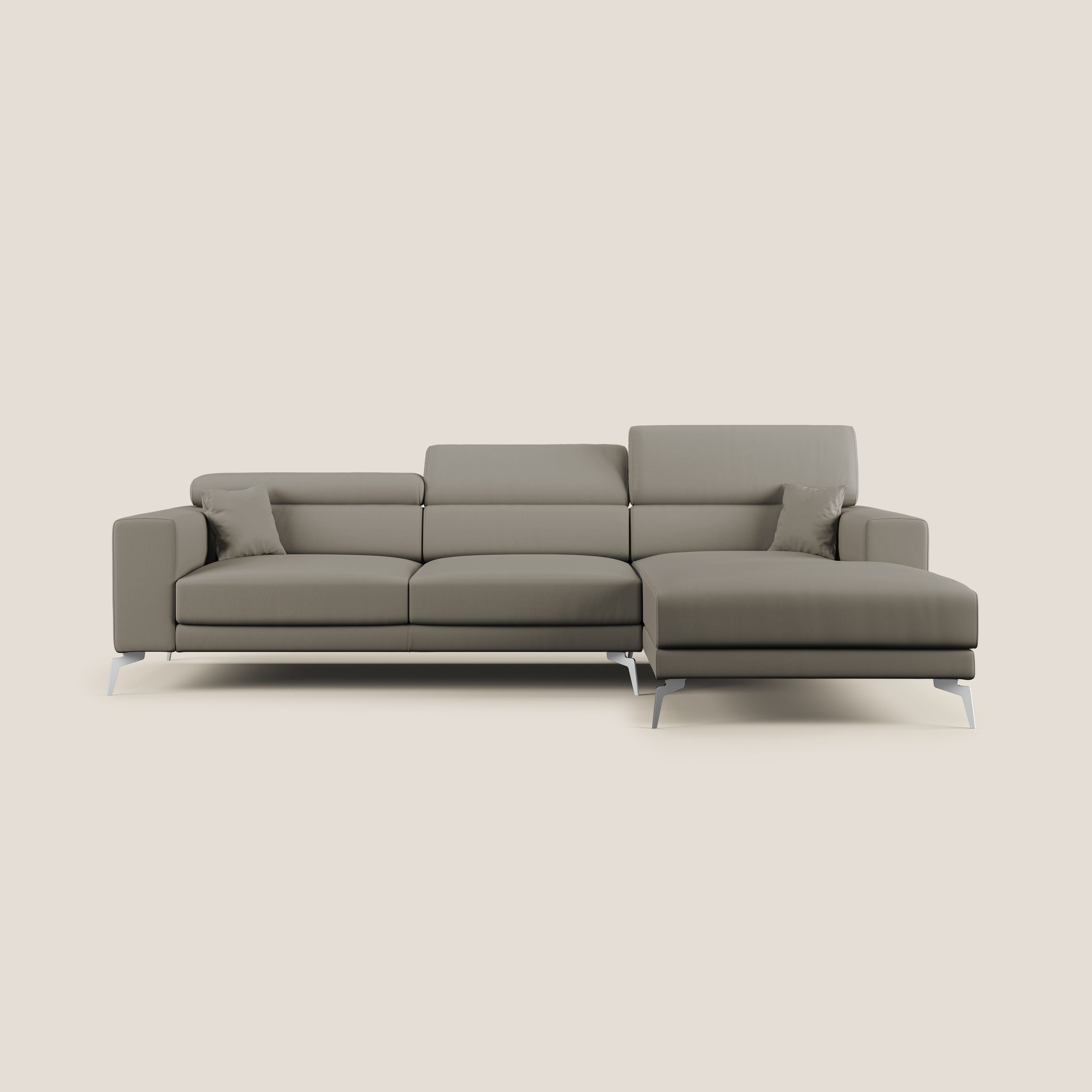 Blade Divano moderno angolare con poggiatesta reclinabili in Ecopelle T04 talpa - divitt.sbs