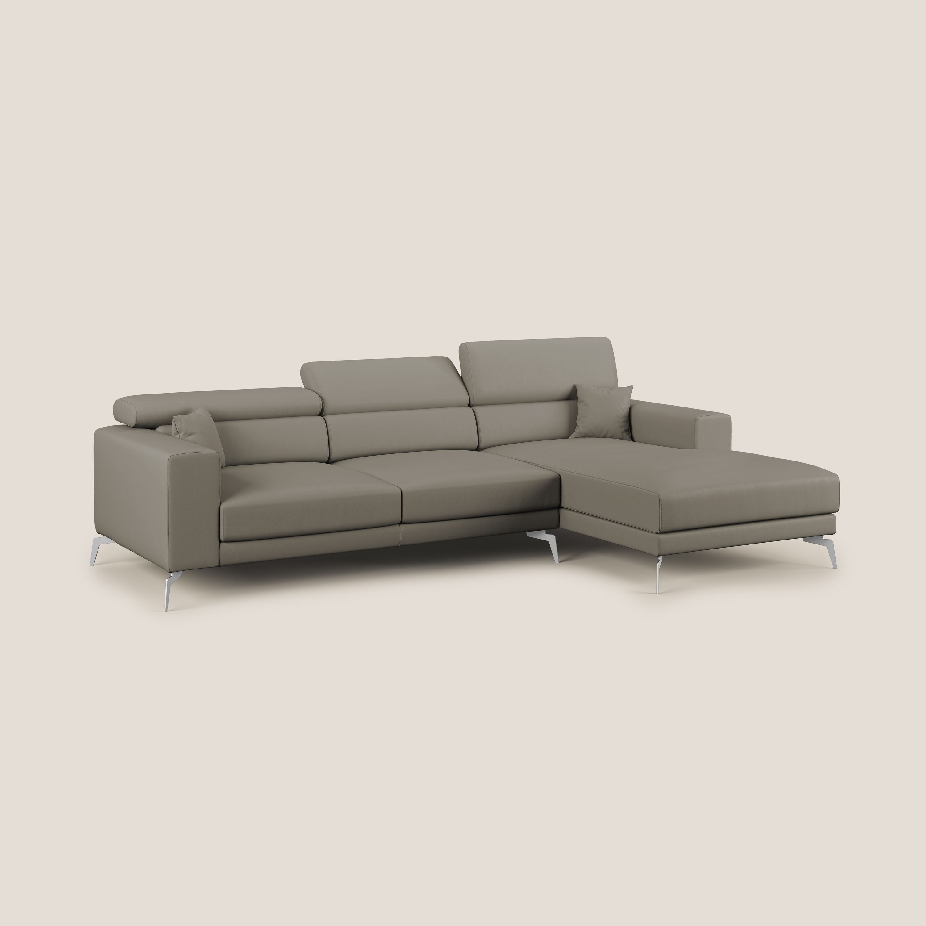 Blade Divano moderno angolare con poggiatesta reclinabili in Ecopelle T04 talpa - divitt.sbs