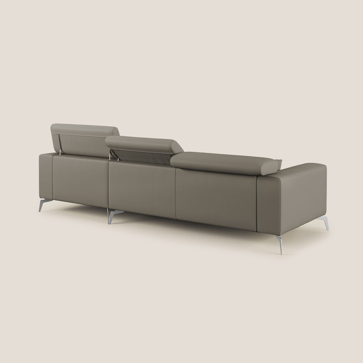 Blade Divano moderno angolare con poggiatesta reclinabili in Ecopelle T04 talpa - divitt.sbs