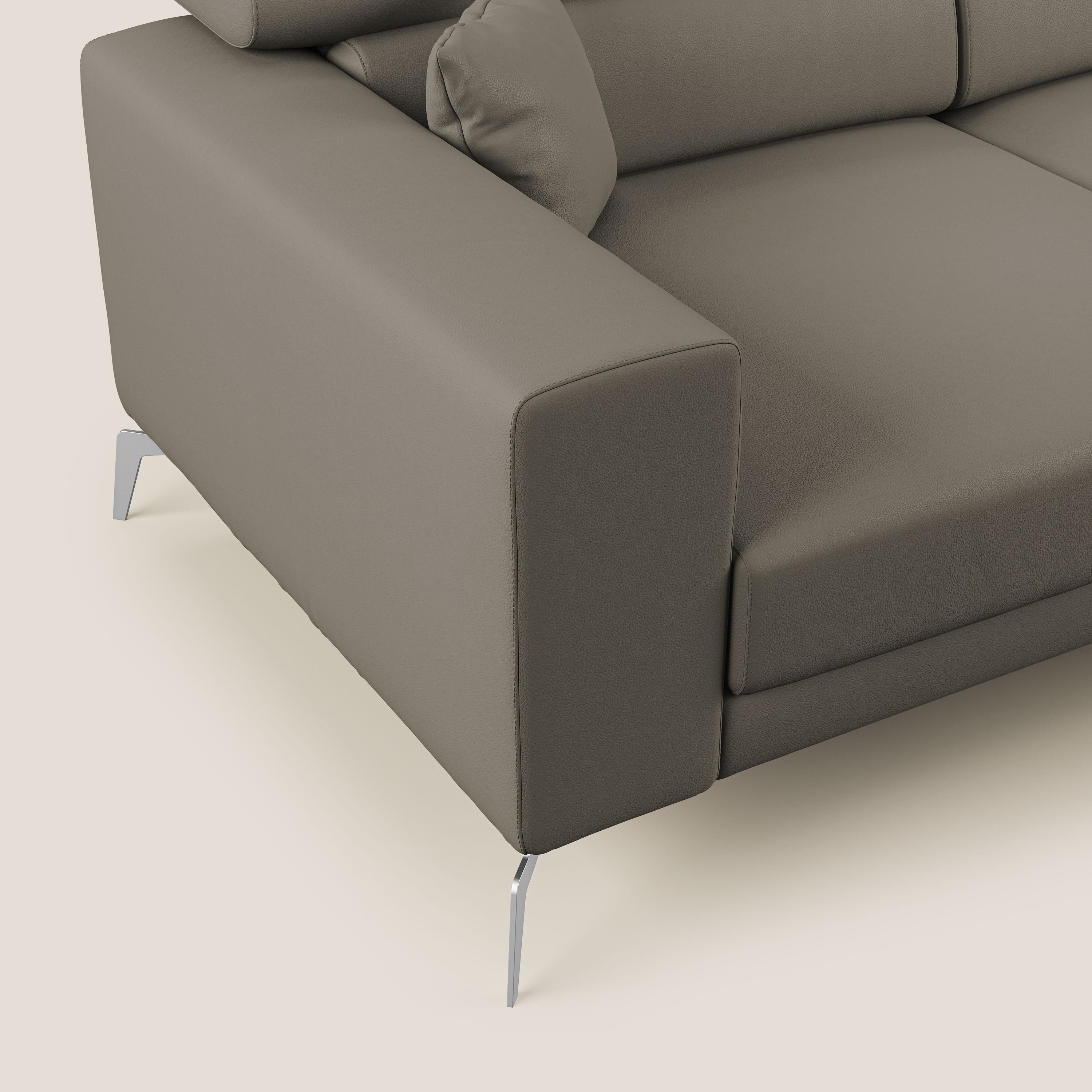 Blade Divano moderno angolare con poggiatesta reclinabili in Ecopelle T04 talpa - divitt.sbs