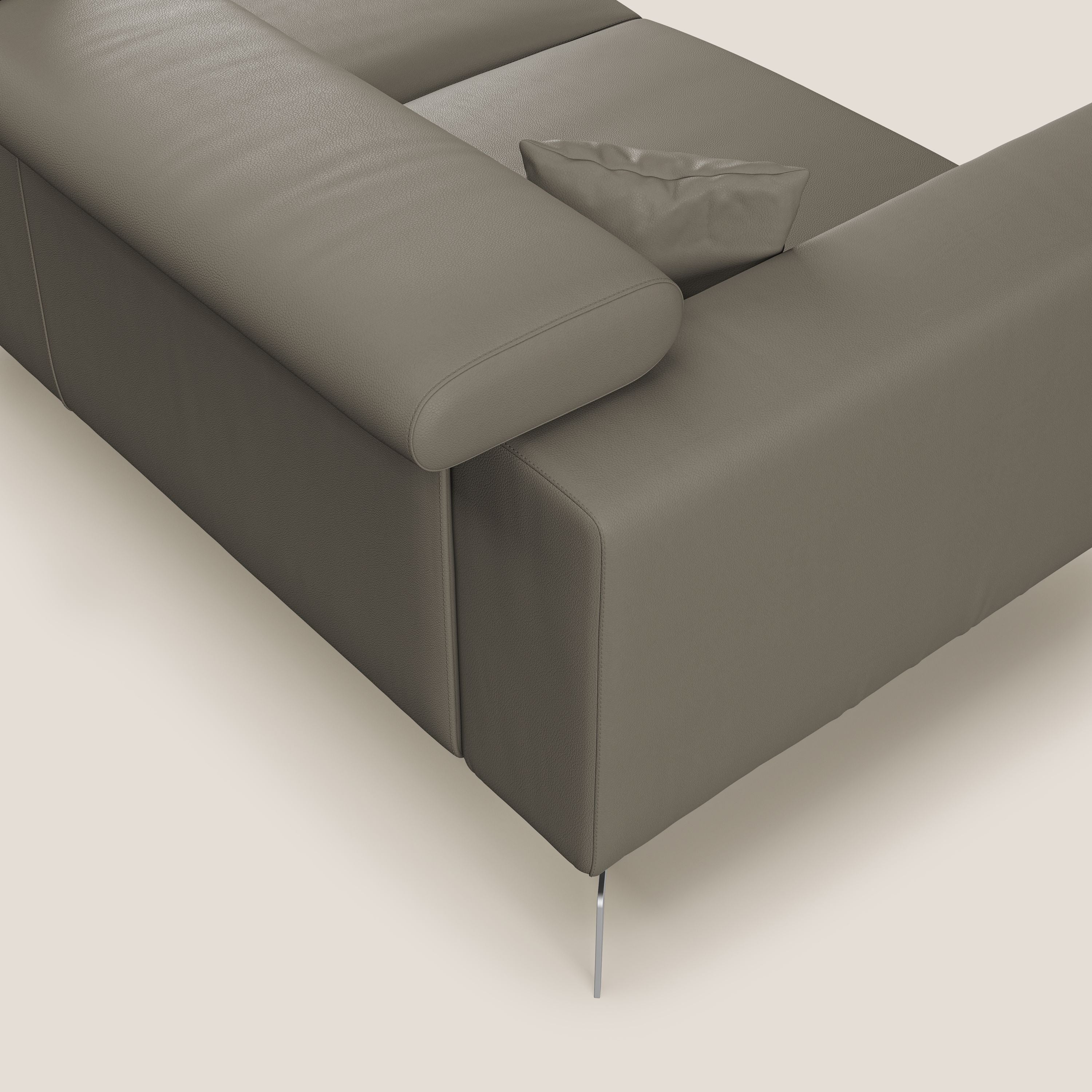 Blade Divano moderno angolare con poggiatesta reclinabili in Ecopelle T04 talpa - divitt.sbs