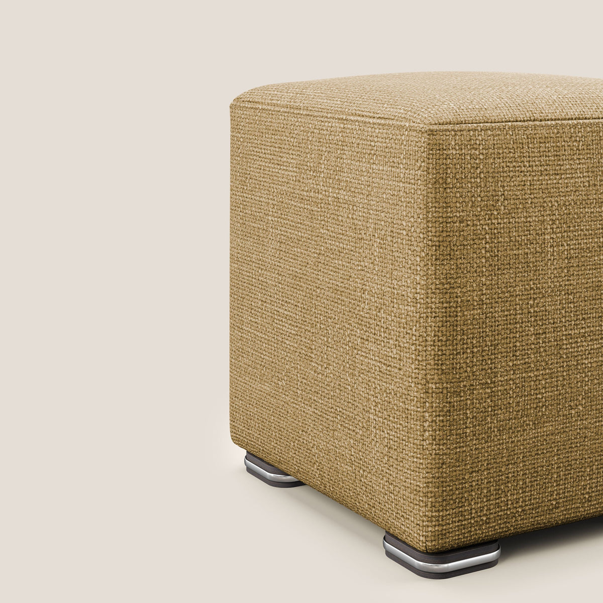 Cube pouf in morbido tessuto impermeabile ad intreccio melangiato T06 giallo - divitt.sbs