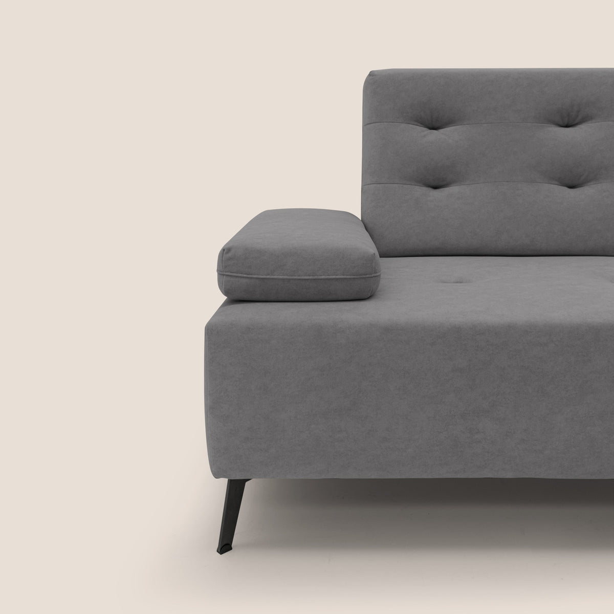 Lugano Divano angolare con schienali traslanti in microfibra effetto velluto T09 grigio - divitt.sbs