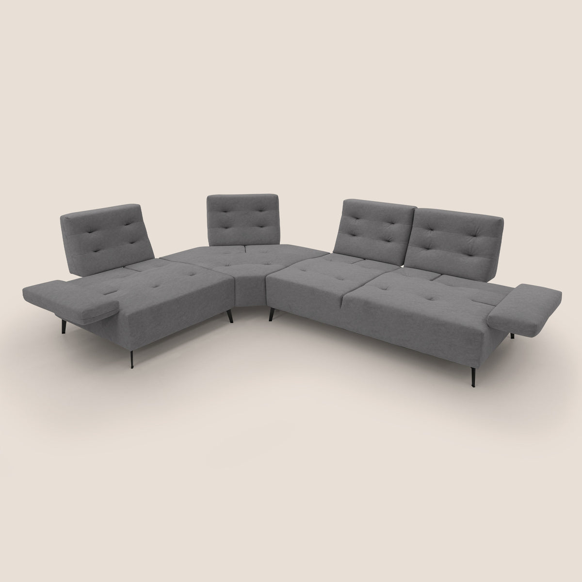 Lugano Divano angolare con schienali traslanti in microfibra effetto velluto T09 grigio - divitt.sbs