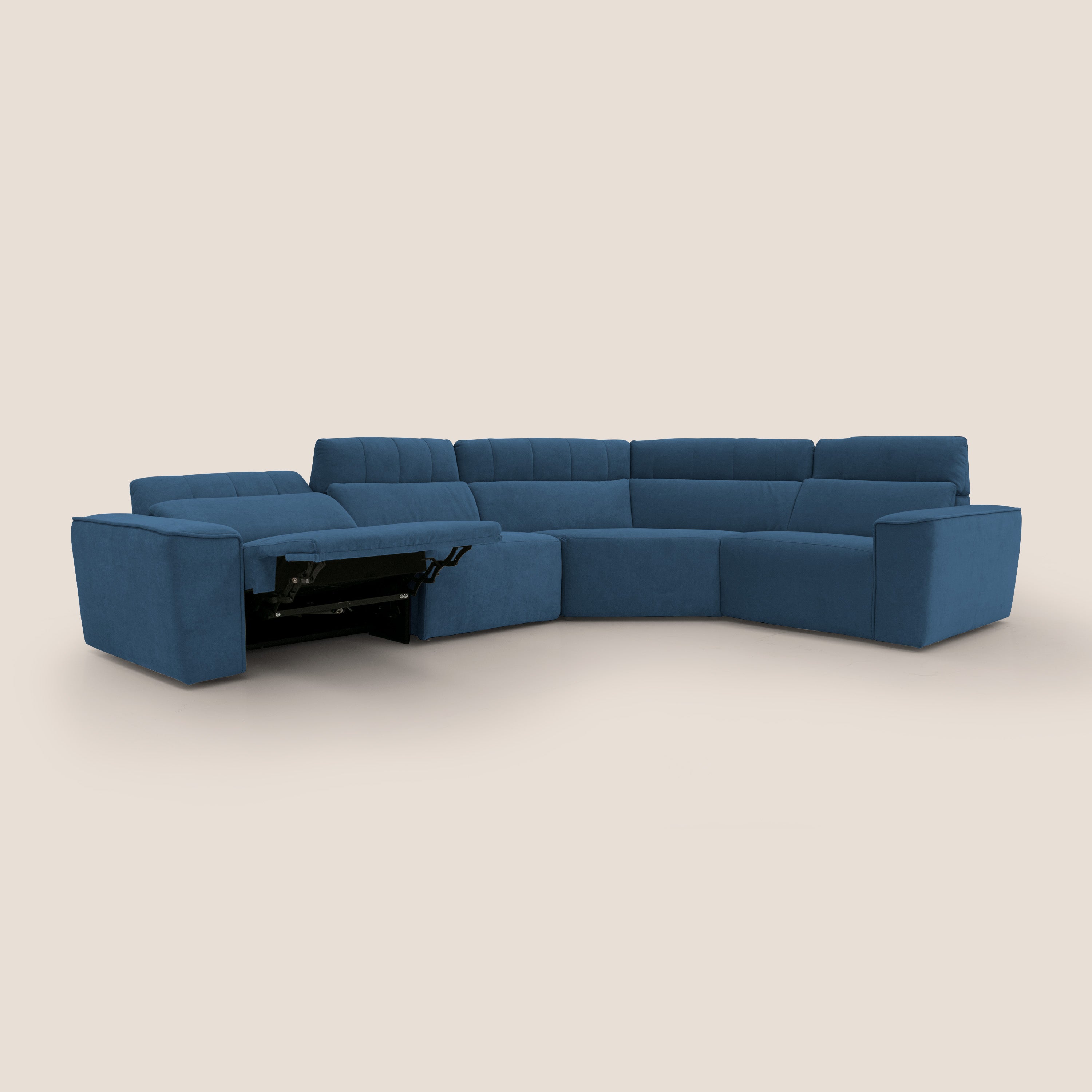 Clark Divano modulare angolare REVERSIBILE con opzione relax elettrico in tessuto smacchiabile impermeabile T17 blu - divitt.sbs