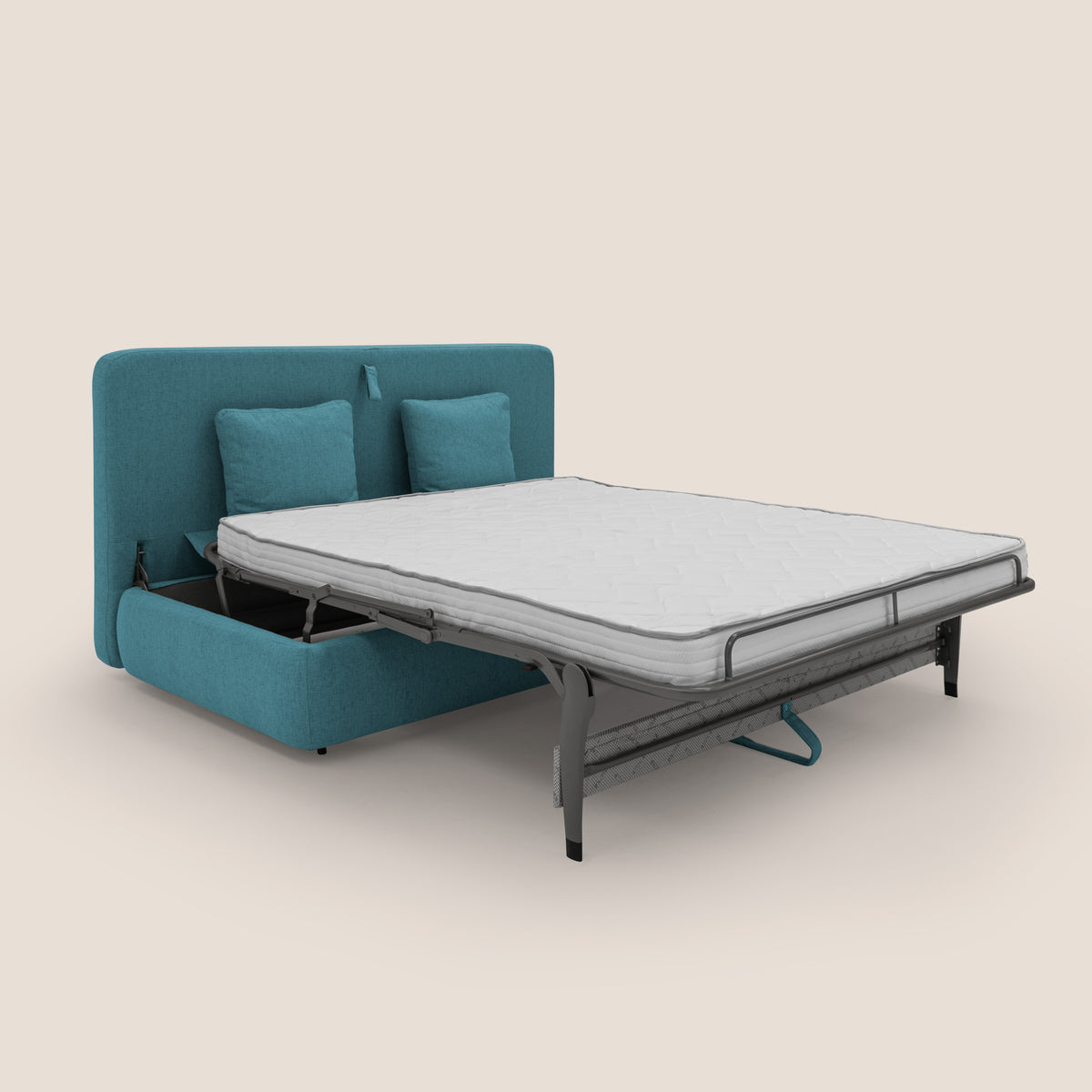 Gransasso Divano letto matrimoniale dal DESIGN innovativo in tessuto impermeabile T03 azzurro - divitt.sbs