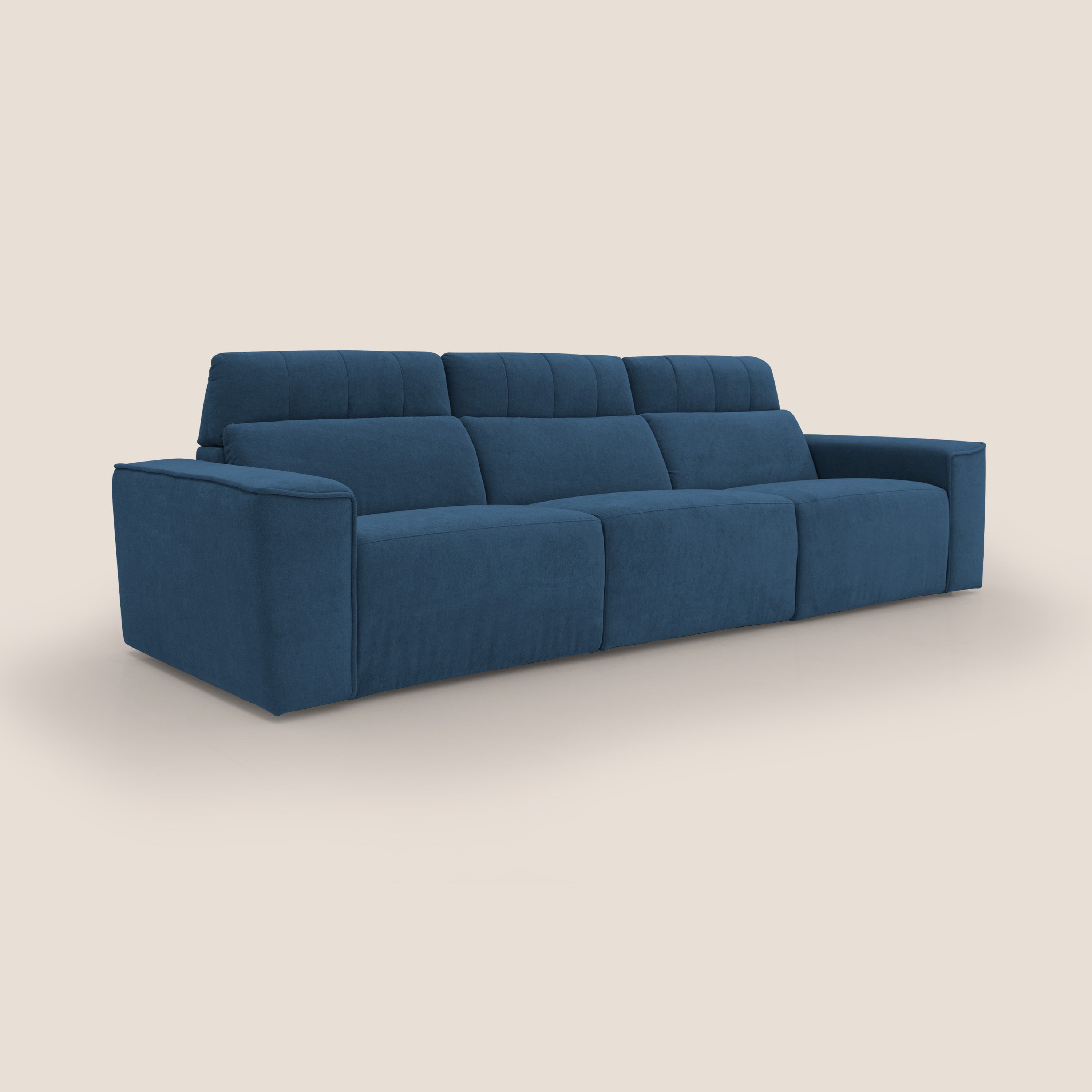 Clark Divano modulare 3 sedute con opzione relax elettrico in tessuto smacchiabile impermeabile T17 blu - divitt.sbs