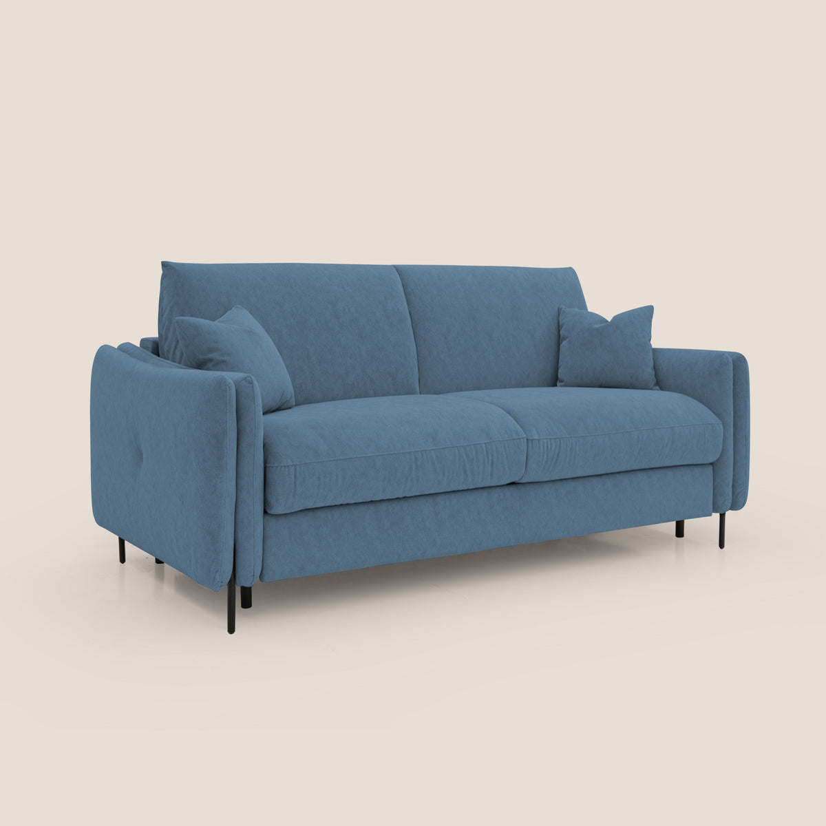Gregory Divano letto con materasso h18 cm in microfibra effetto velluto impermeabile T09 blu - divitt.sbs