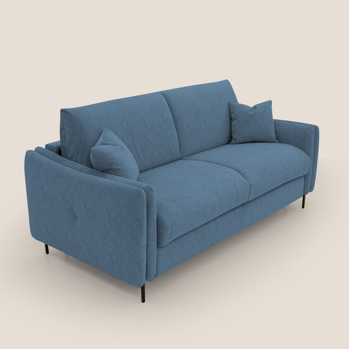 Gregory Divano letto con materasso h18 cm in microfibra effetto velluto impermeabile T09 blu - divitt.sbs