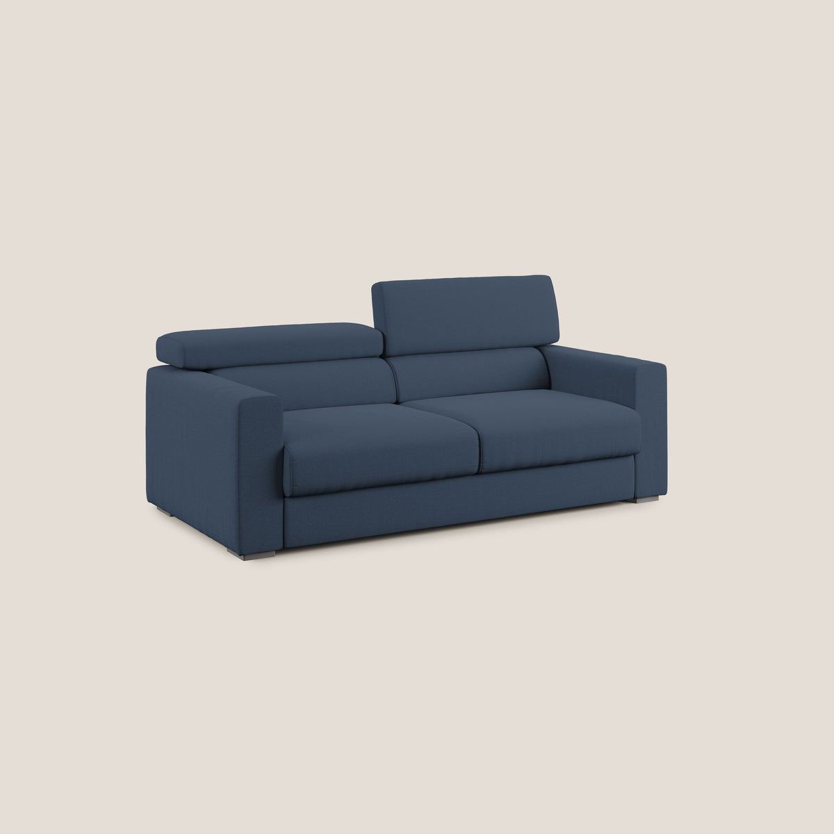Dylan divano allungabile con pouf estraibile poggiapiedi in tessuto fiammato simil cotone impermeabile T19 blu - divitt.sbs