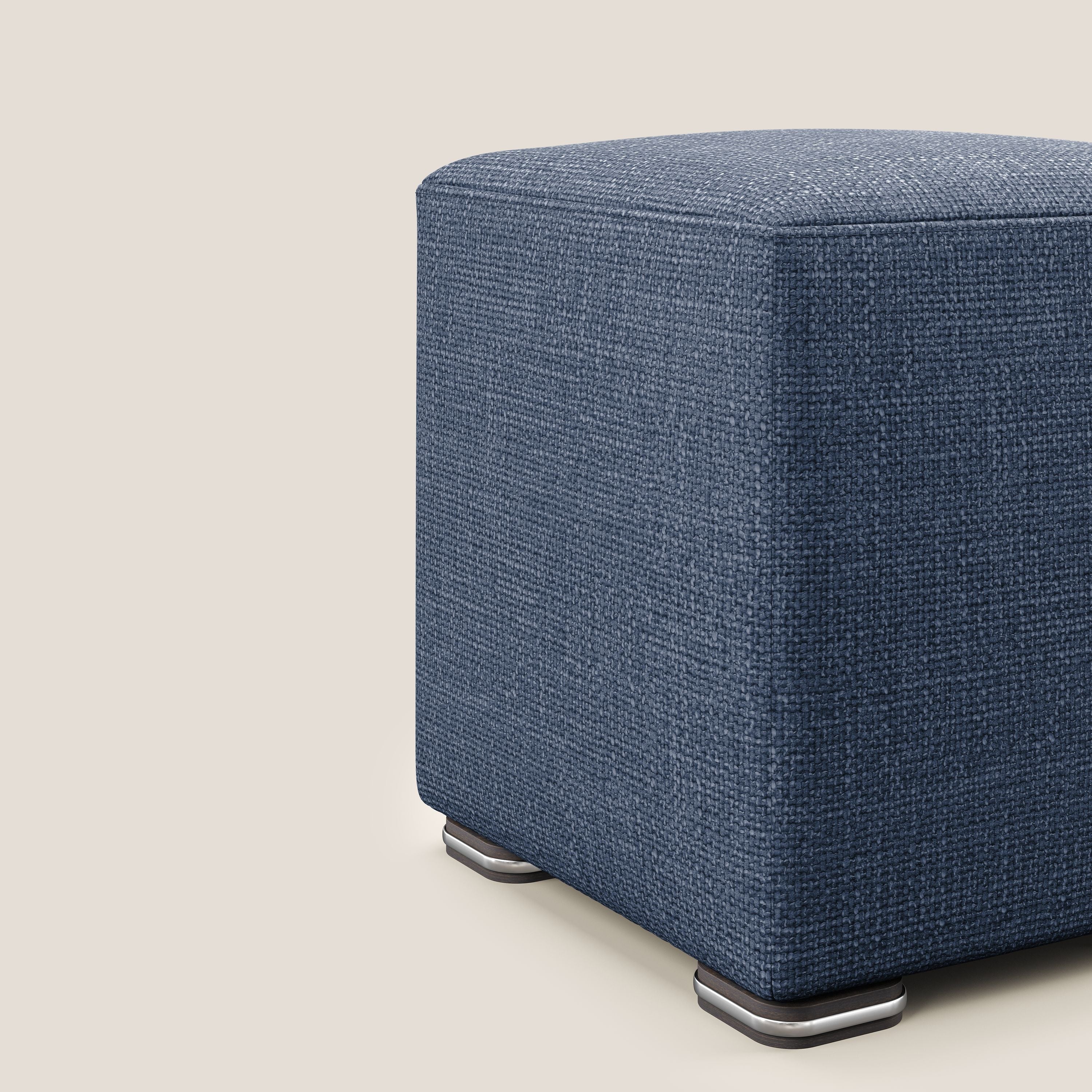 Cube pouf in morbido tessuto impermeabile ad intreccio melangiato T06 blu - divitt.sbs