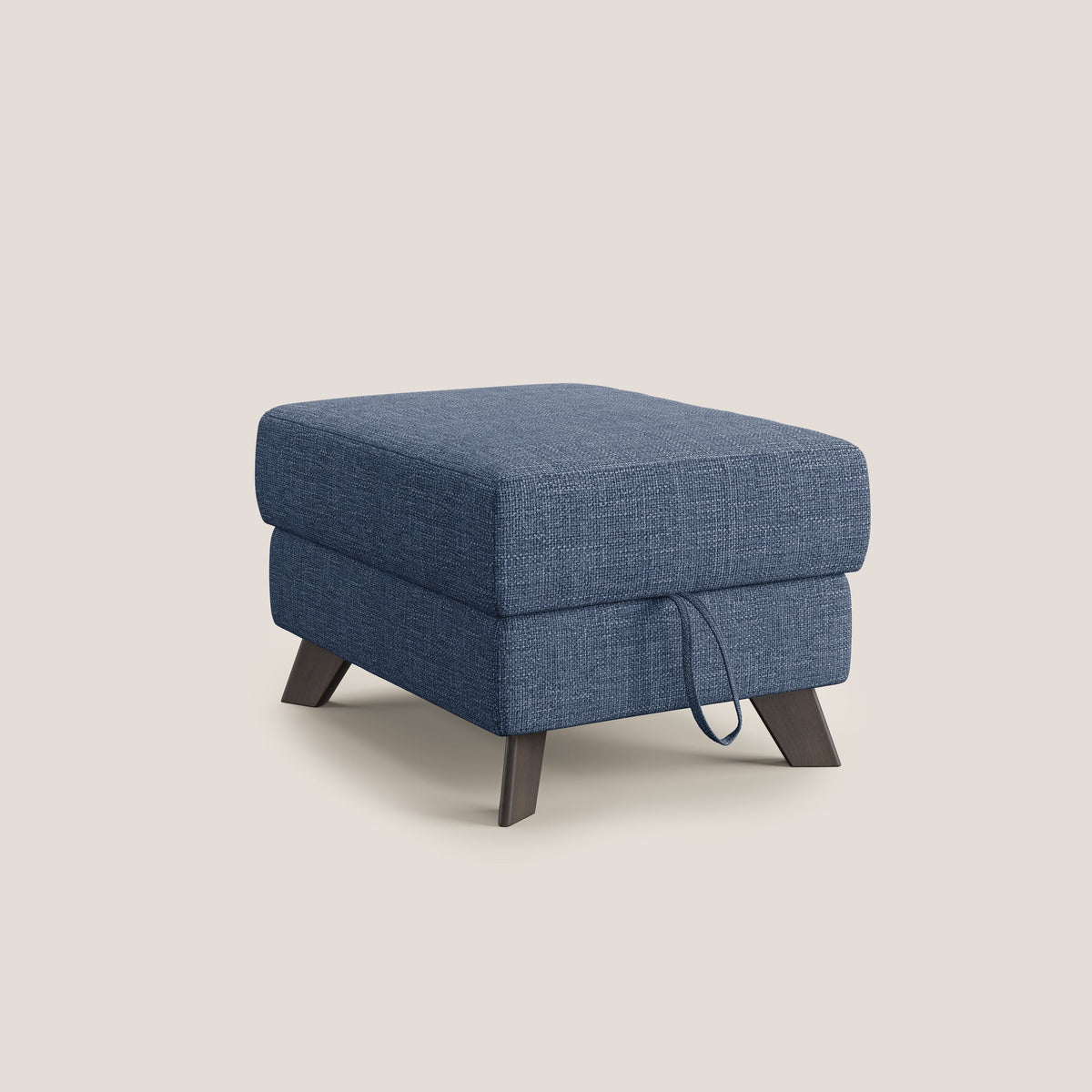 Moon Pouf contenitore e piedini alti in tessuto morbido ad intreccio soft-touch impermeabile T06 blu - divitt.sbs