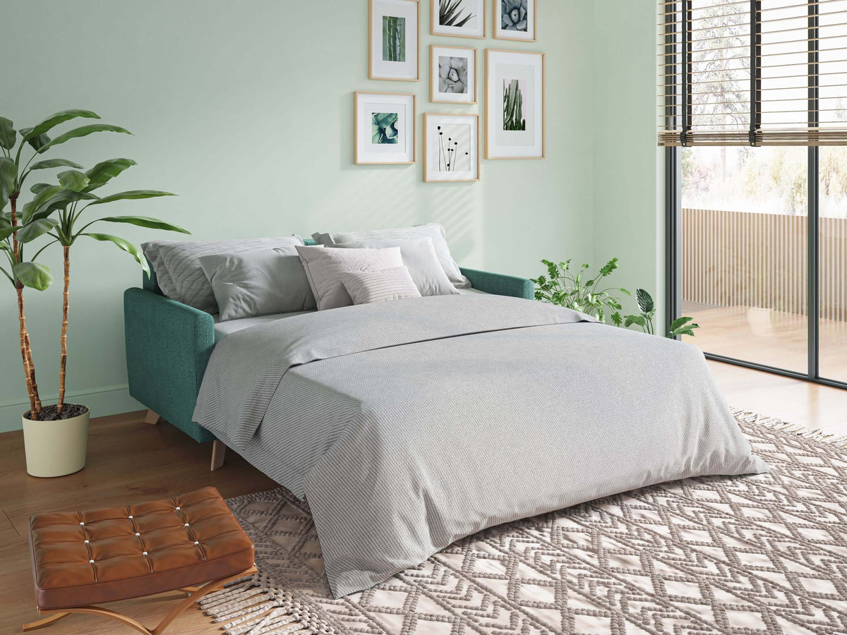 Shop online Edgar divano letto matrimoniale in tessuto felis impermeabile T03 azzurro - divitt.sbs