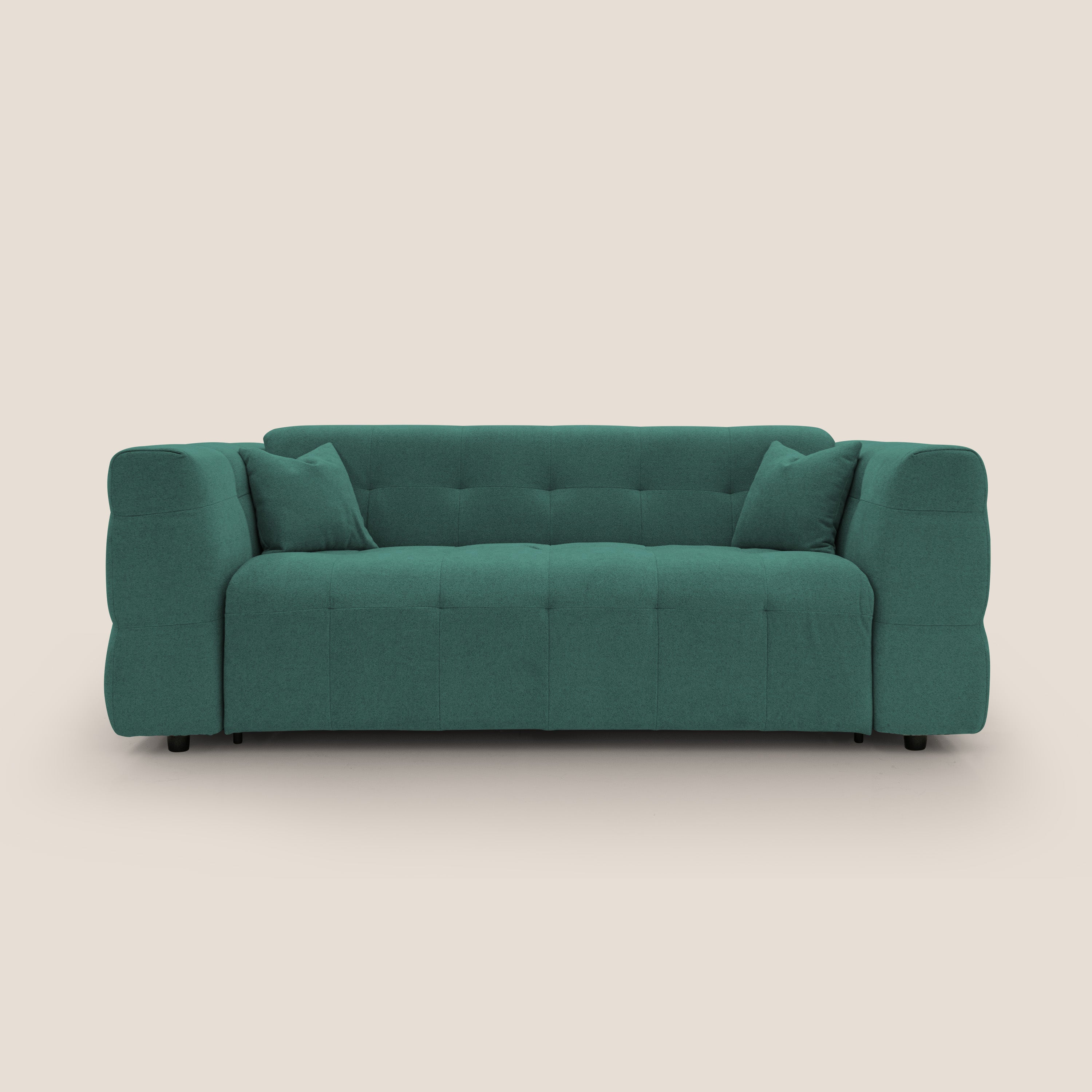 Tender Divano letto matrimoniale dal design innovativo in tessuto bouclet impermeabile T07 verde - divitt.sbs