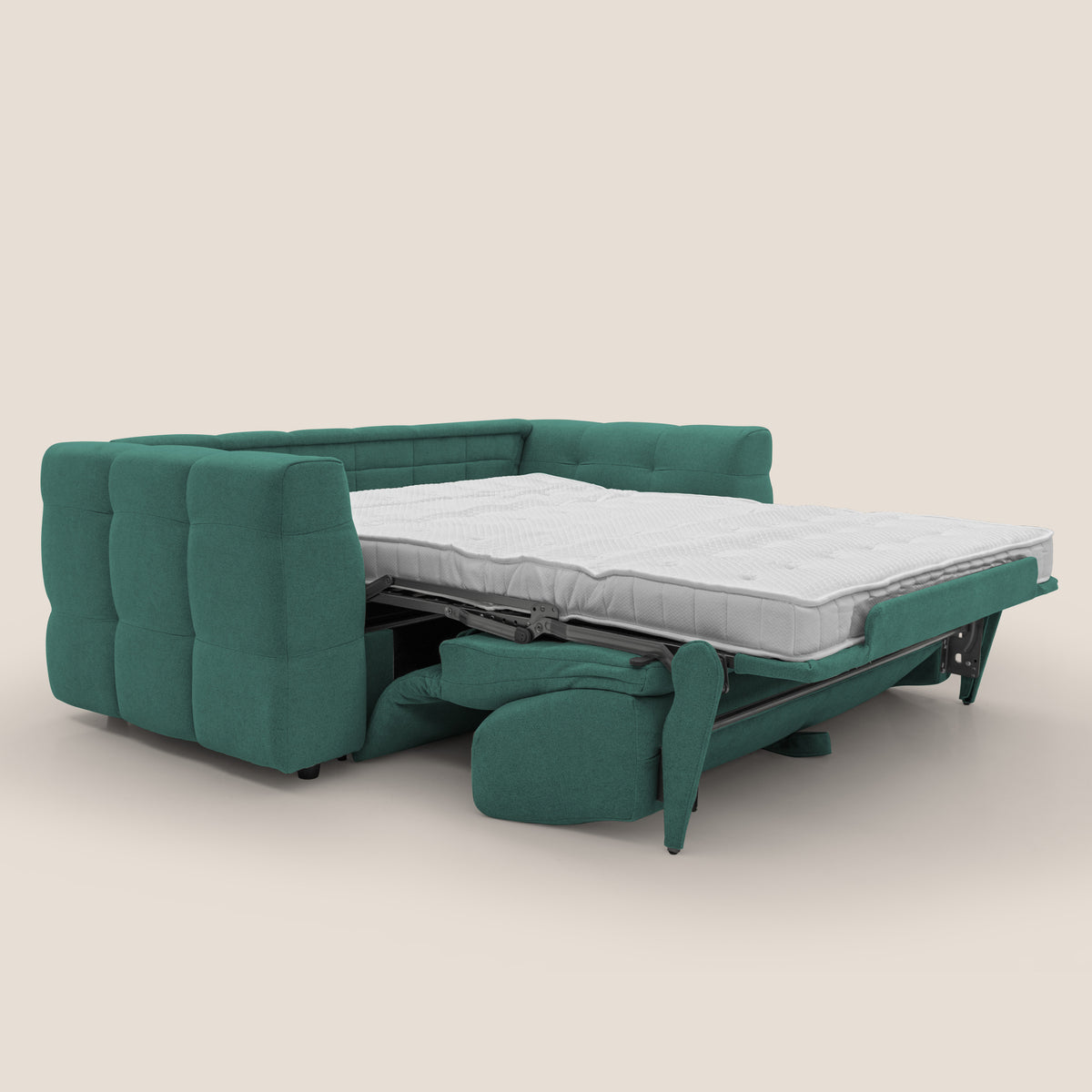 Tender Divano letto matrimoniale dal design innovativo in tessuto bouclet impermeabile T07 verde - divitt.sbs