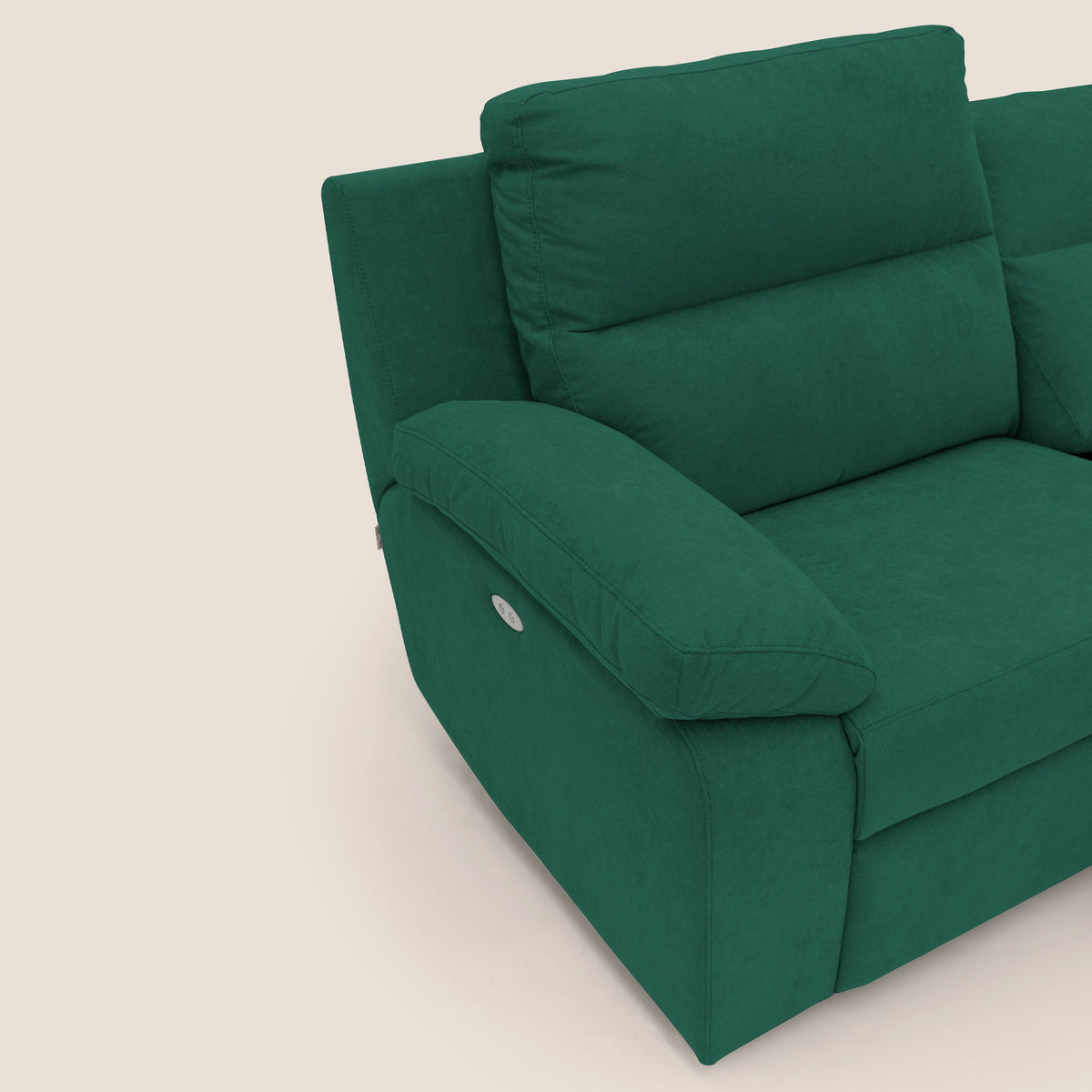Romeo Divano relax con recliner elettrico in morbido tessuto impermeabile T02 verde - divitt.sbs