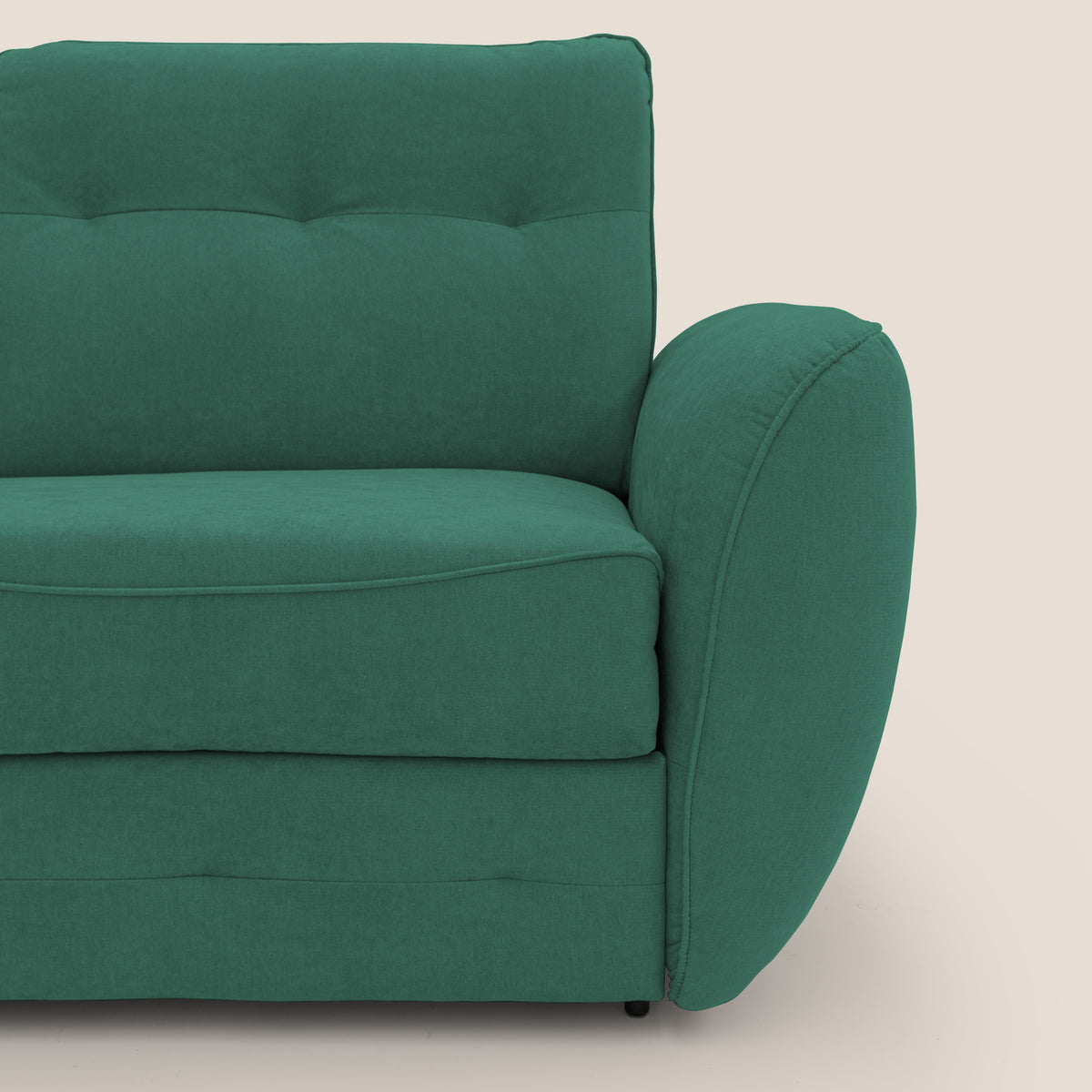 Zeus divano letto angolare con materasso H18 cm pouf mobile in tessuto impermeabile T02 verde - divitt.sbs