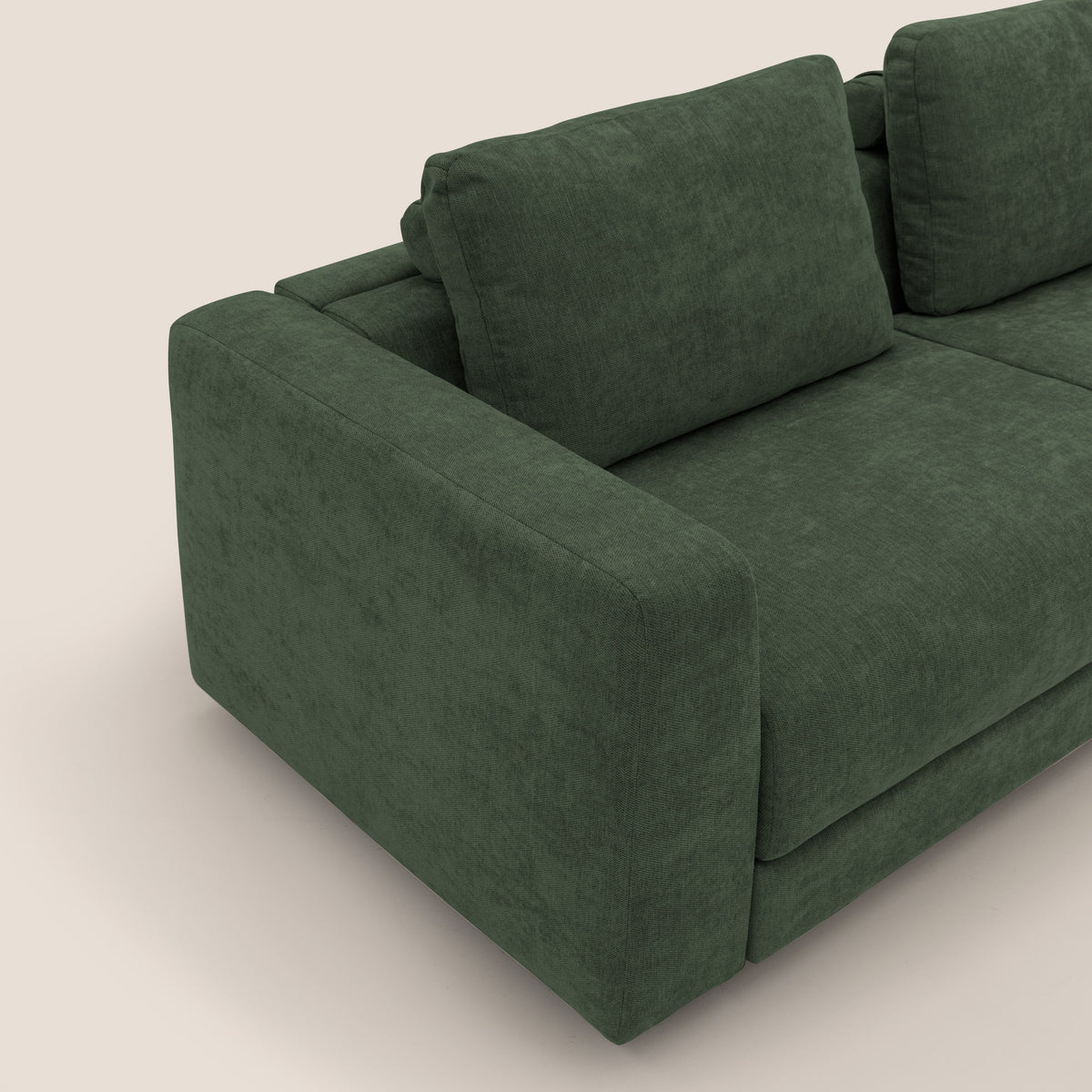 Freia Divano letto minimal materasso h15 cm con morbidi schienali in tessuto impermeabile T14 verde - divitt.sbs