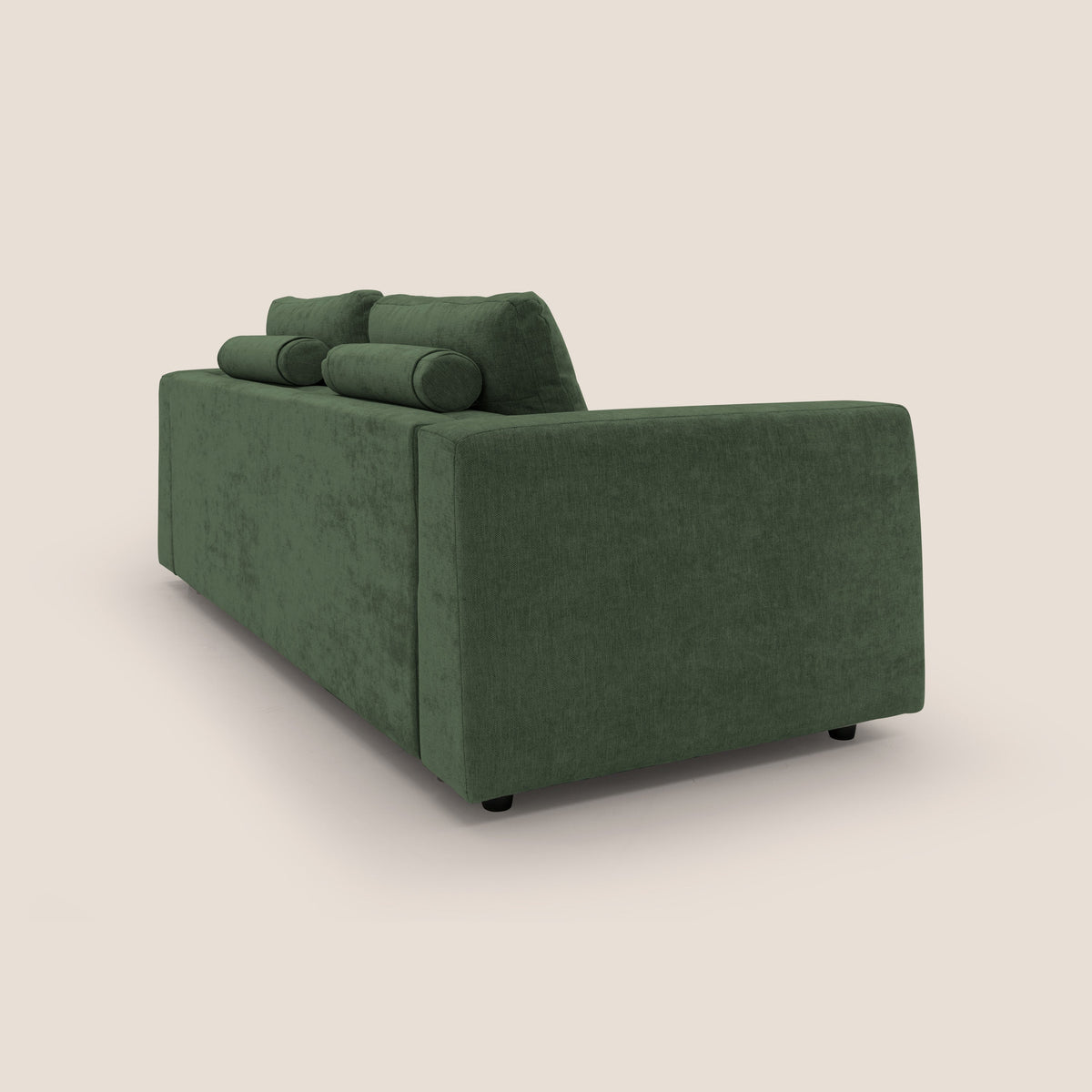 Freia Divano letto minimal materasso h15 cm con morbidi schienali in tessuto impermeabile T14 verde - divitt.sbs