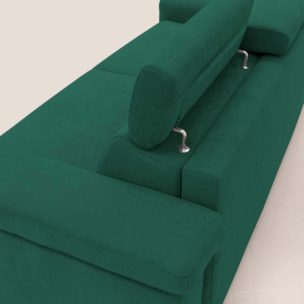 Giunone divano letto con materasso alto 18 cm e poggiatesta reclinabili in tessuto impermeabile T02 verde - divitt.sbs