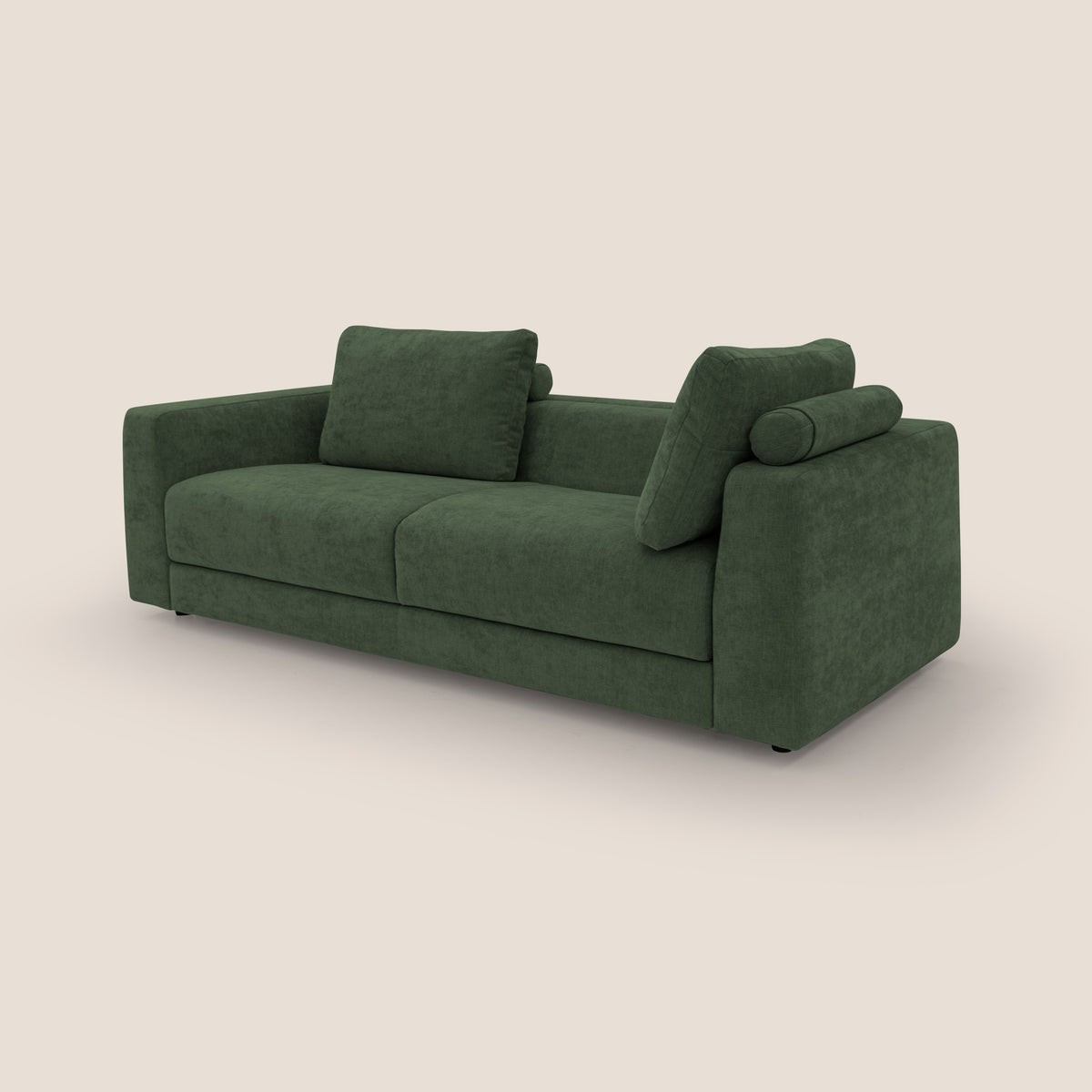 Freia Divano letto minimal materasso h15 cm con morbidi schienali in tessuto impermeabile T14 verde - divitt.sbs
