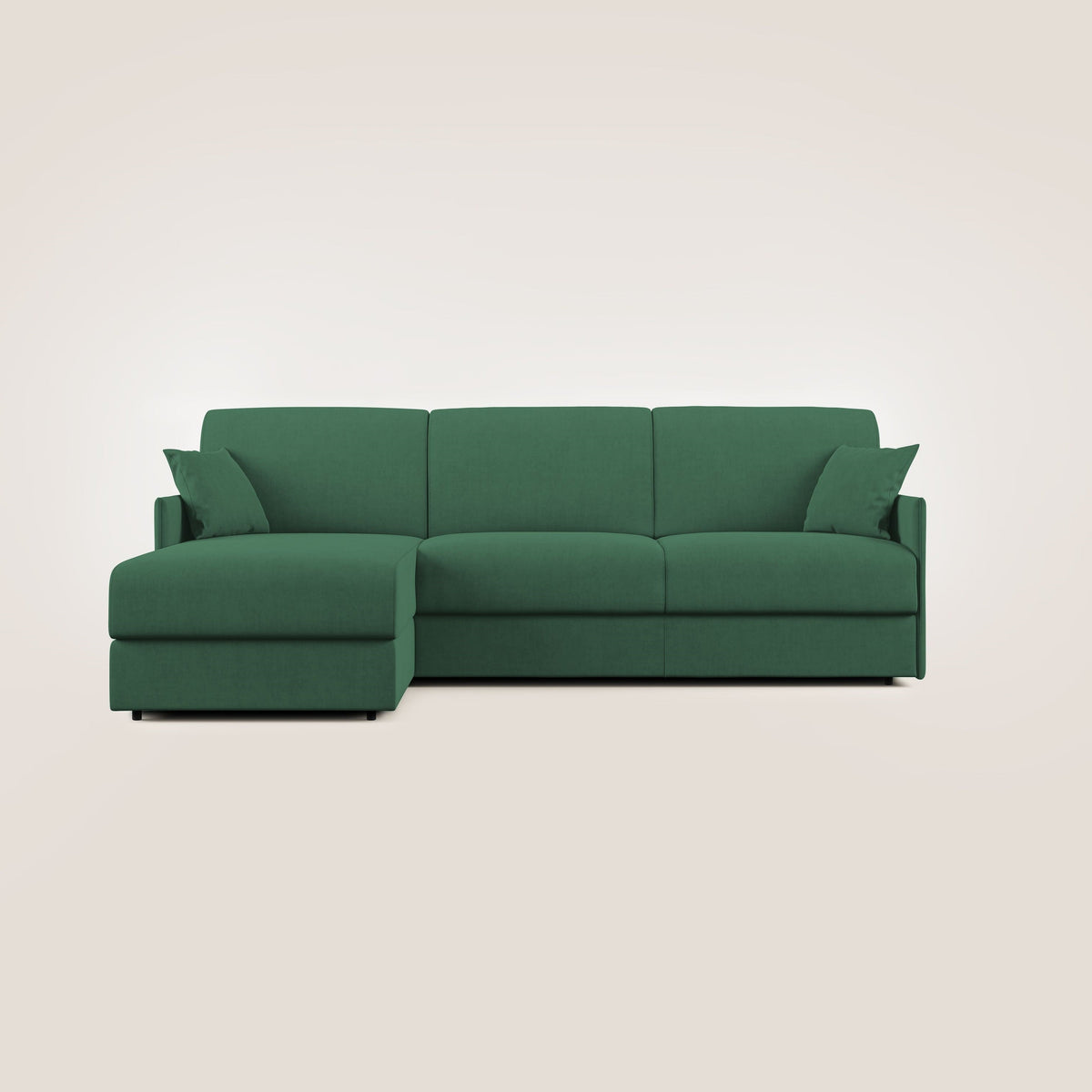 Evans Divano letto angolare con penisola in morbido tessuto impermeabile T02 verde - divitt.sbs