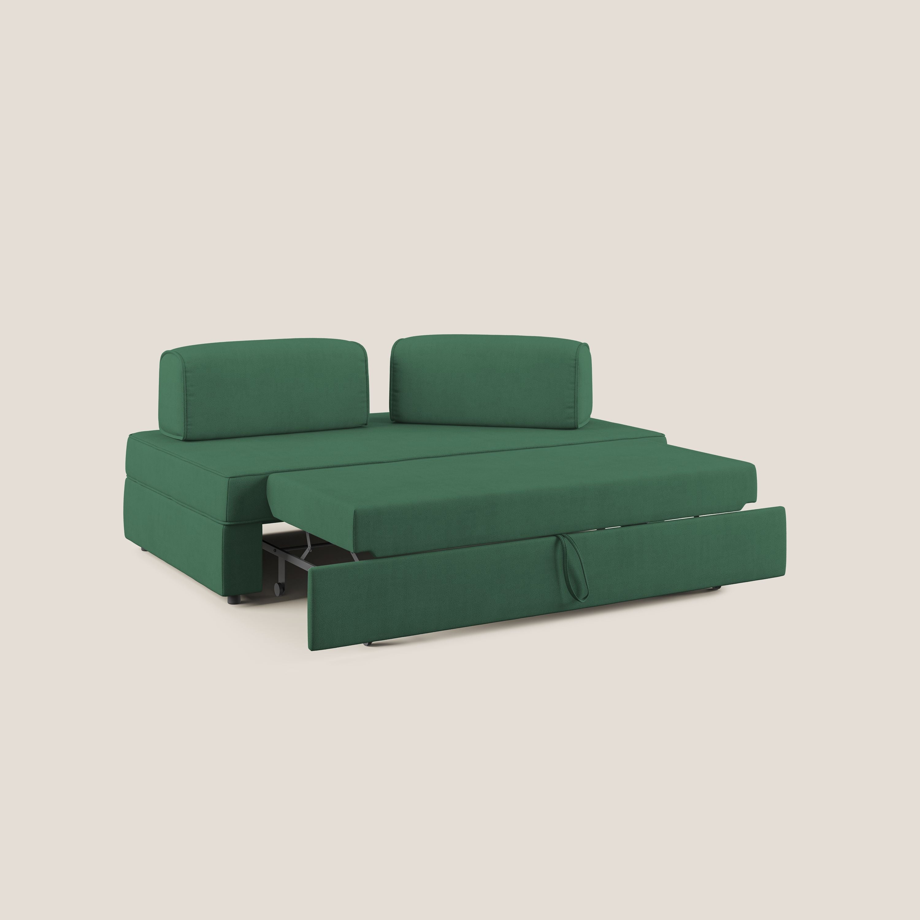 Liberty divano con pouf estraibile e schienali movibili in tessuto morbido impermeabile T02 verde - divitt.sbs