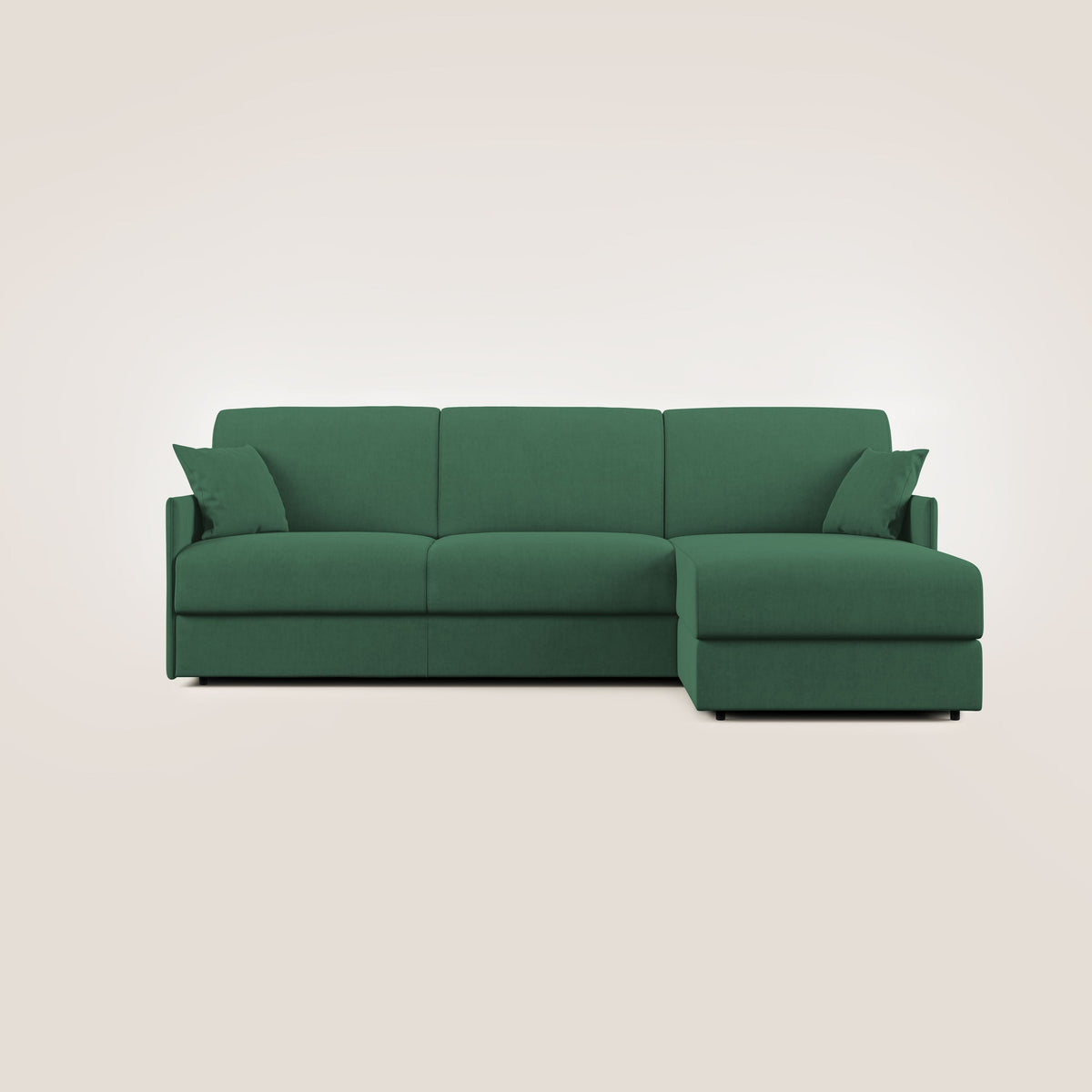 Evans Divano letto angolare con penisola in morbido tessuto impermeabile T02 verde - divitt.sbs