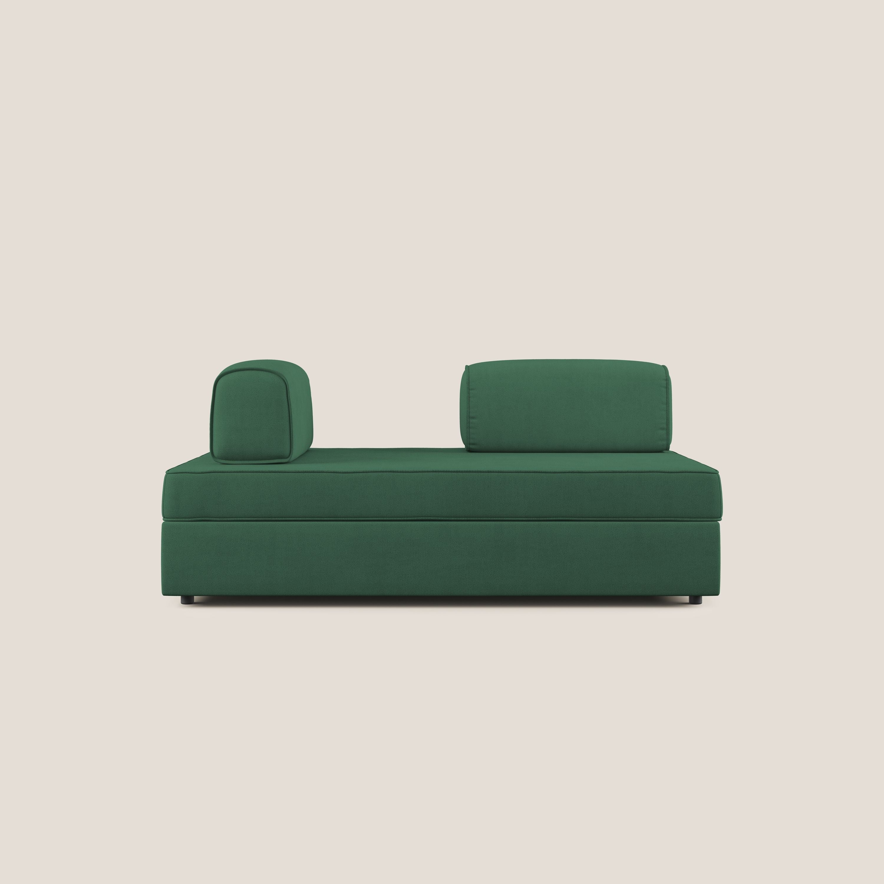 Liberty divano con pouf estraibile e schienali movibili in tessuto morbido impermeabile T02 verde - divitt.sbs