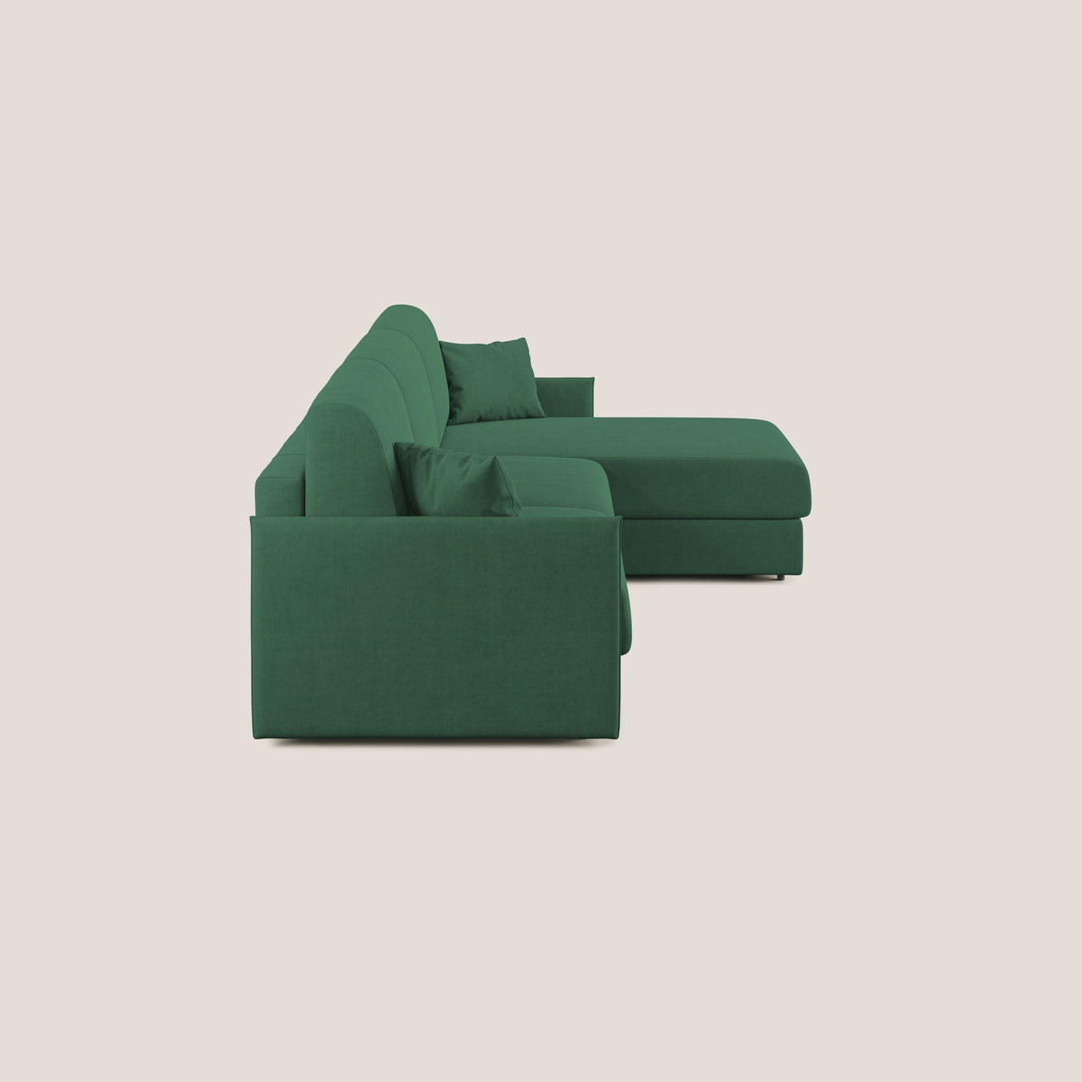 Evans Divano letto angolare con penisola in morbido tessuto impermeabile T02 verde - divitt.sbs