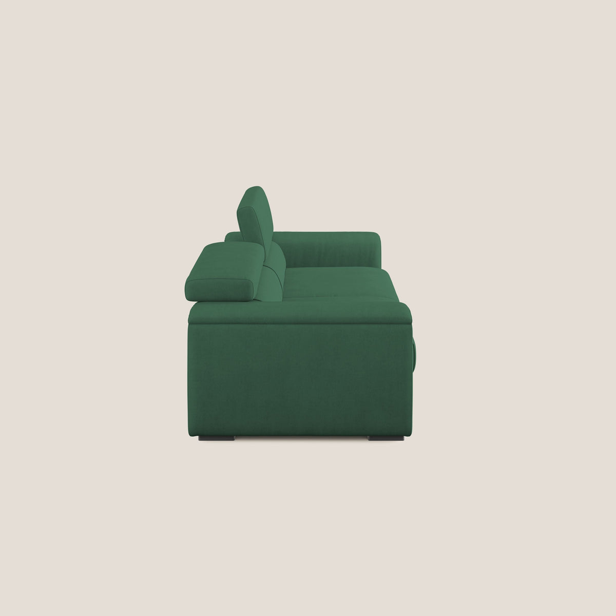 Zeno Divano con pouf estraibile poggiapiedi in tessuto morbido impermeabile T02 verde - divitt.sbs