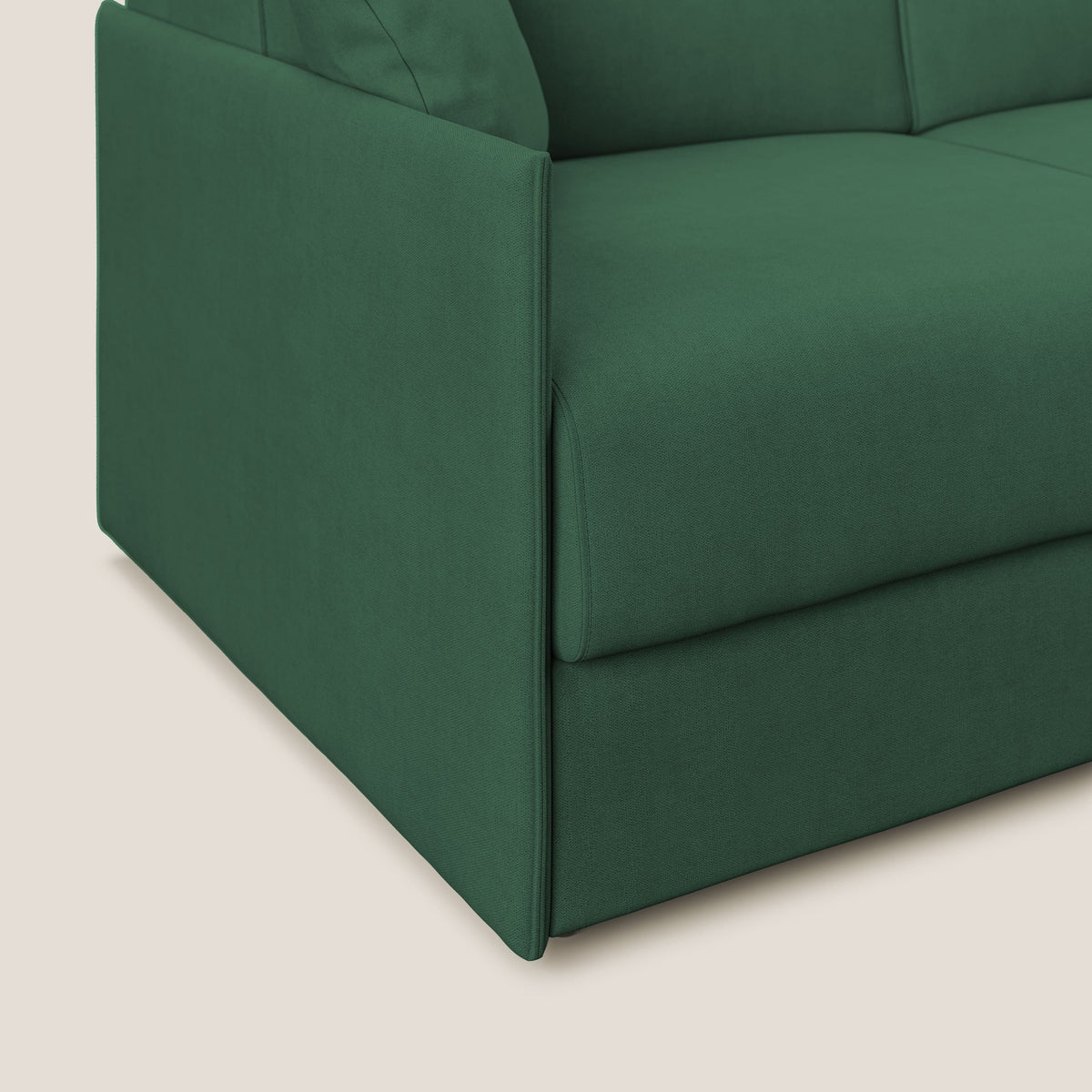 Evans Divano letto angolare con penisola in morbido tessuto impermeabile T02 verde - divitt.sbs