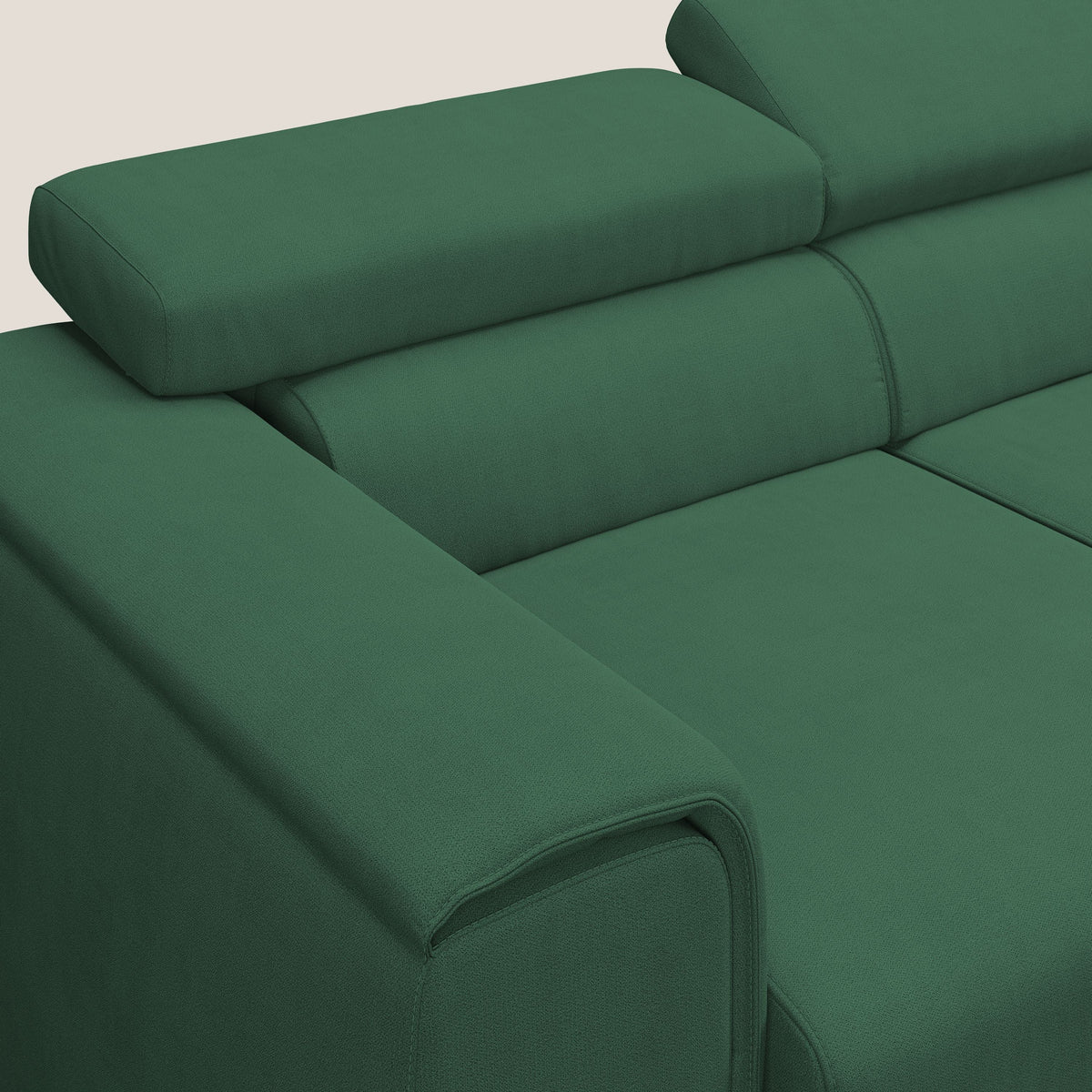 Zeno Divano con pouf estraibile poggiapiedi a 3 sedute in tessuto morbido impermeabile T02 verde - divitt.sbs