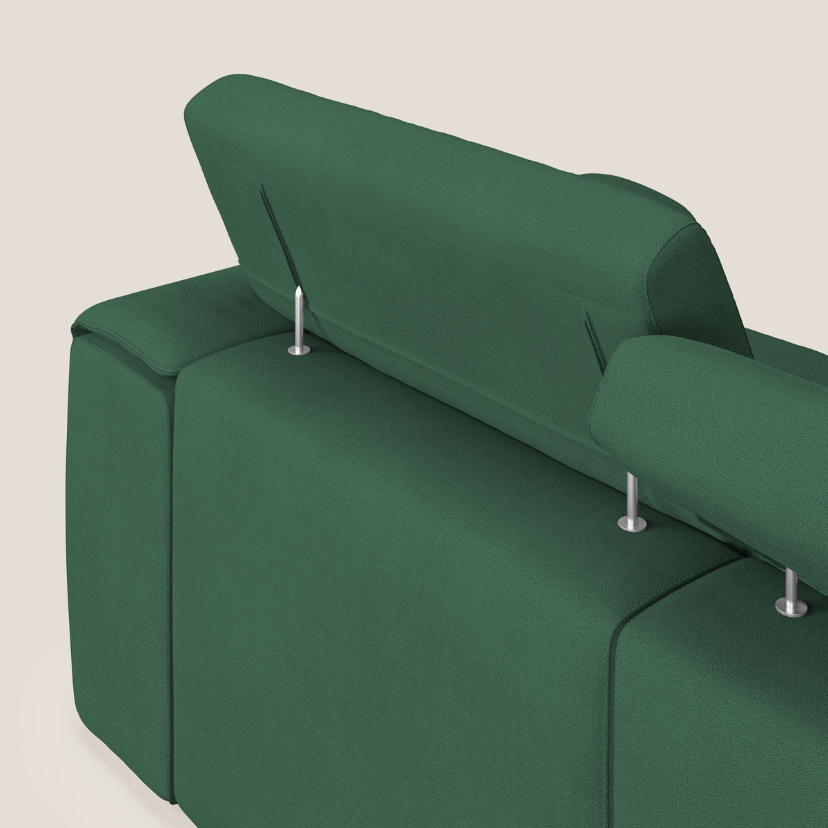 Zeno Divano con pouf estraibile poggiapiedi a 3 sedute in tessuto morbido impermeabile T02 verde - divitt.sbs