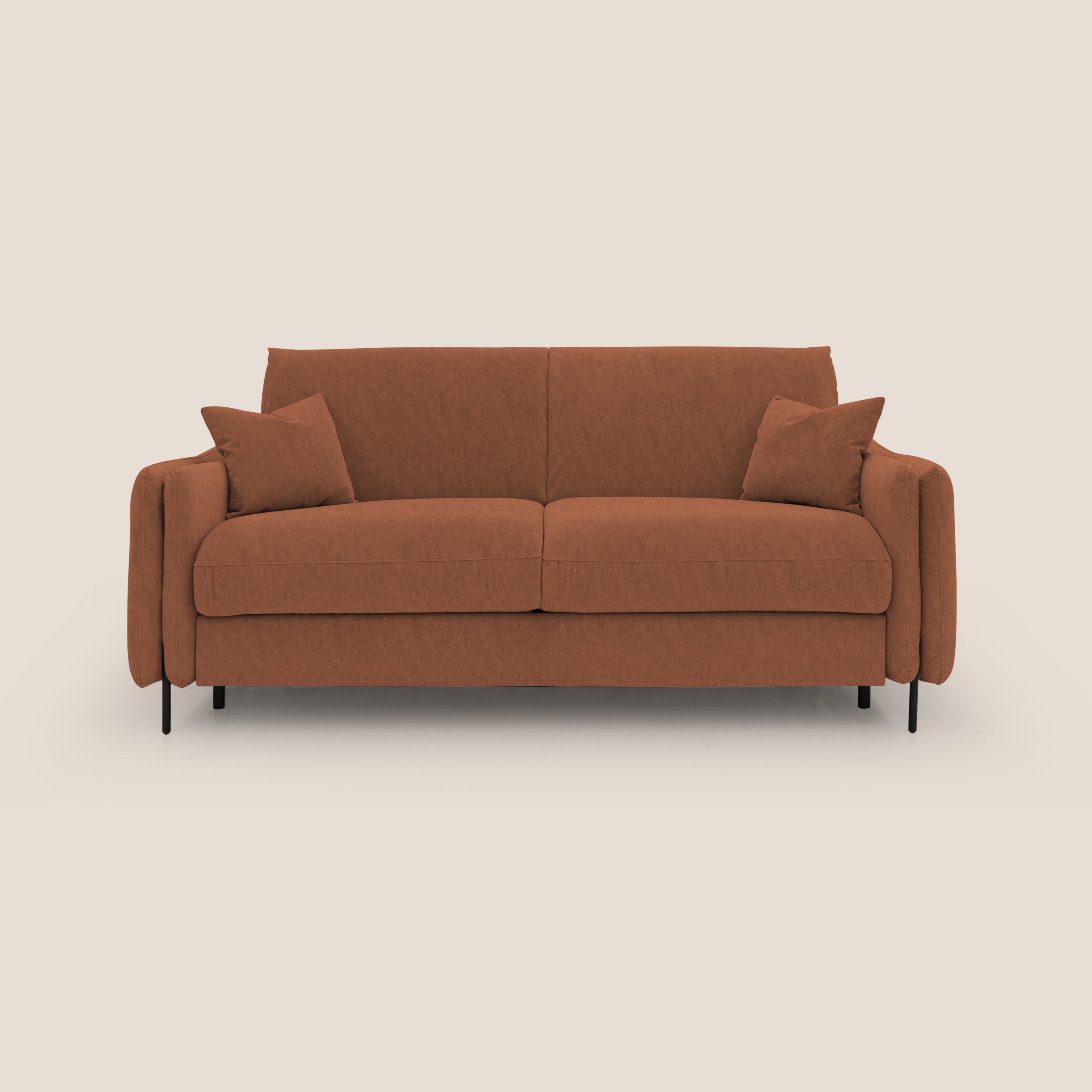 Gregory Divano letto con materasso h18 cm in microfibra effetto velluto impermeabile T09 ruggine - divitt.sbs