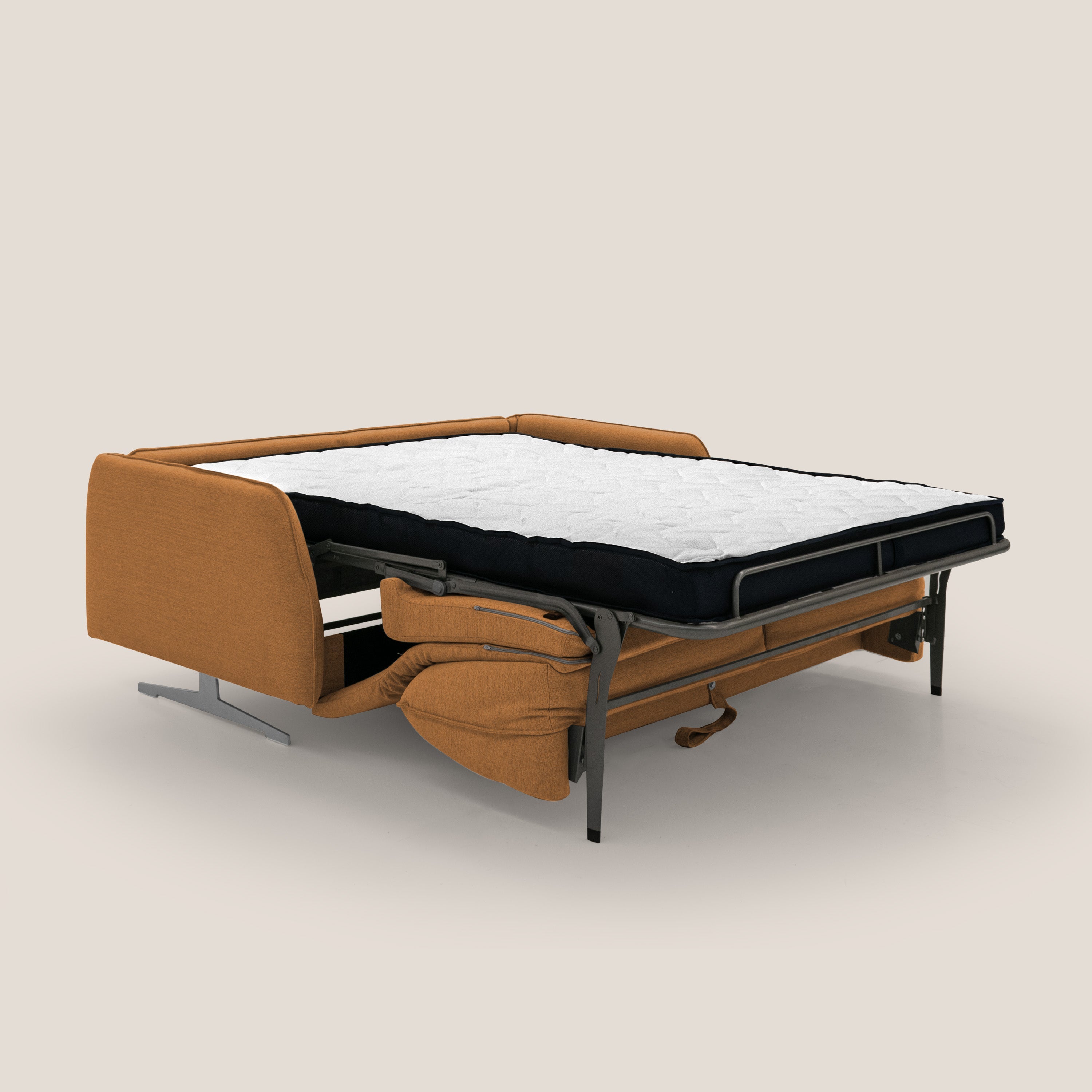 Texas Divano letto matrimoniale moderno in tessuto impermeabile T19 arancio - divitt.sbs