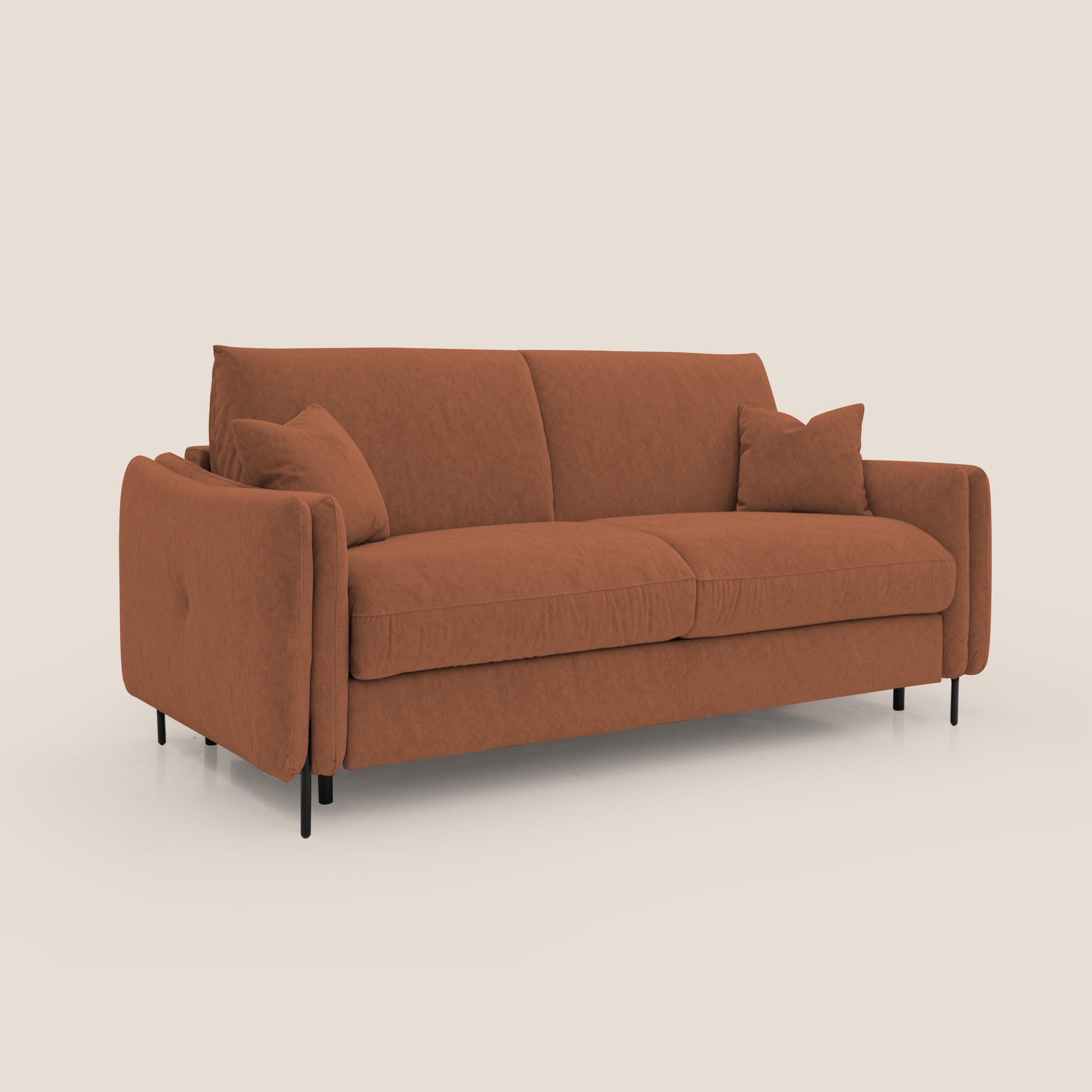 Gregory Divano letto con materasso h18 cm in microfibra effetto velluto impermeabile T09 ruggine - divitt.sbs