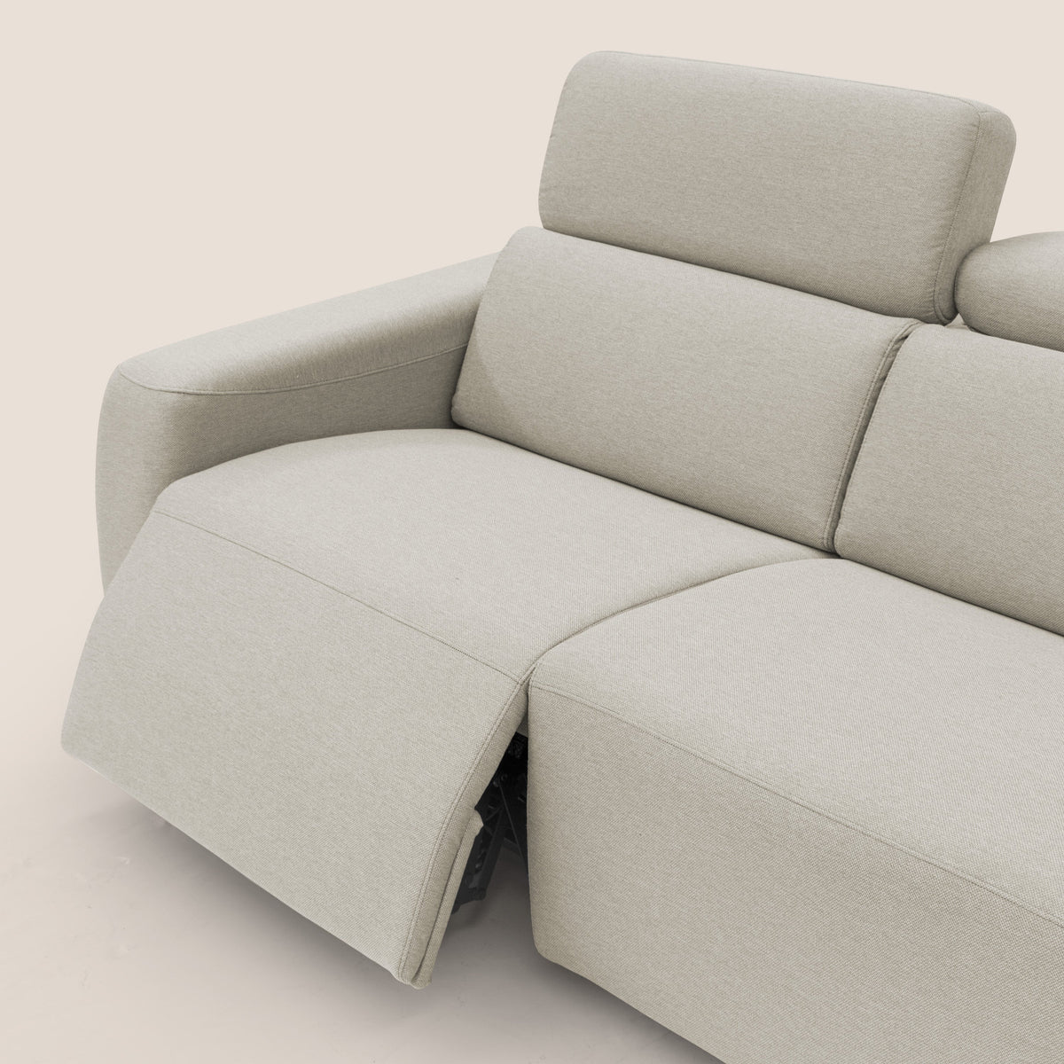Poseidon divano letto + relax elettrico in tessuto smacchiabile impermeabile T05 panna - divitt.sbs