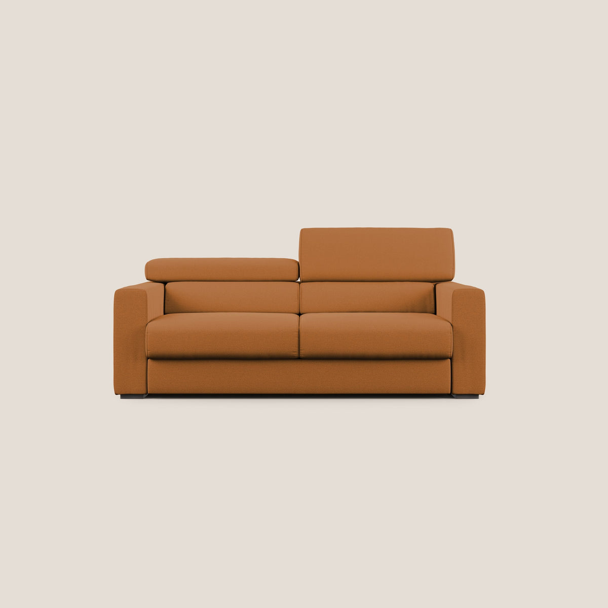 Dylan divano allungabile con pouf estraibile poggiapiedi in tessuto fiammato simil cotone impermeabile T19 arancio - divitt.sbs