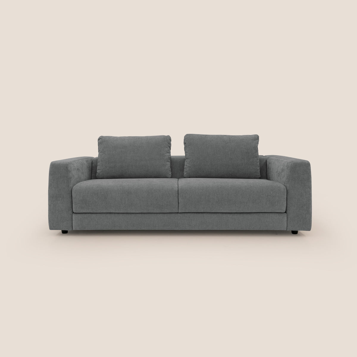 Freia Divano letto minimal materasso h15 cm con morbidi schienali in tessuto impermeabile T14 grigio - divitt.sbs