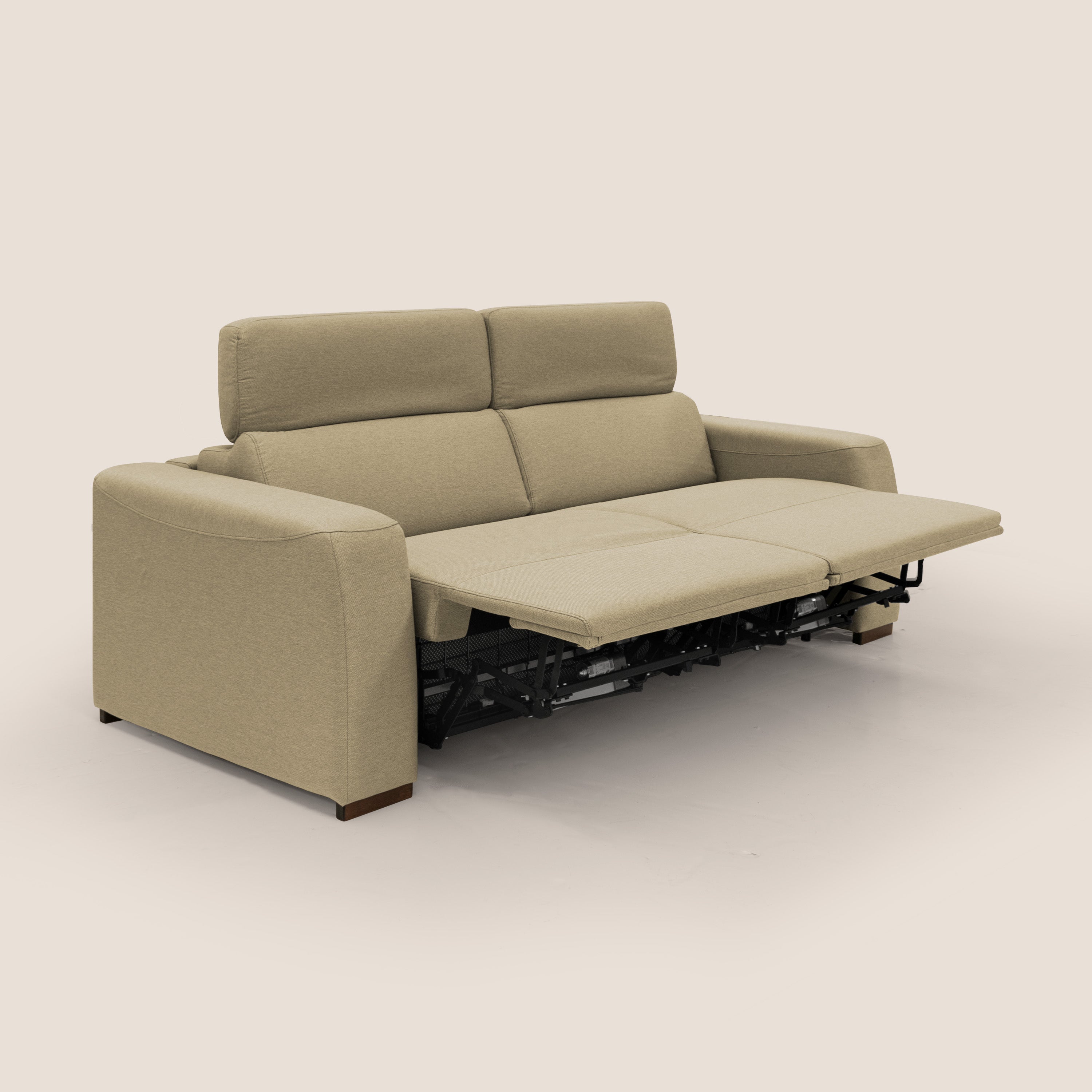 Poseidon divano letto + relax elettrico in tessuto smacchiabile impermeabile T05 cammello - divitt.sbs