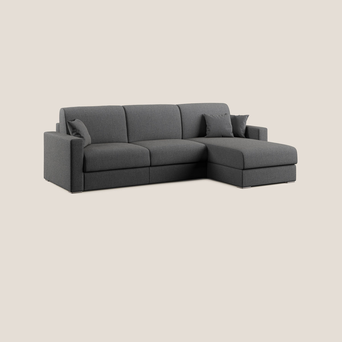 Best Divano letto angolare con penisola in tessuto smacchiabile QuickClean T08 antracite - divitt.sbs