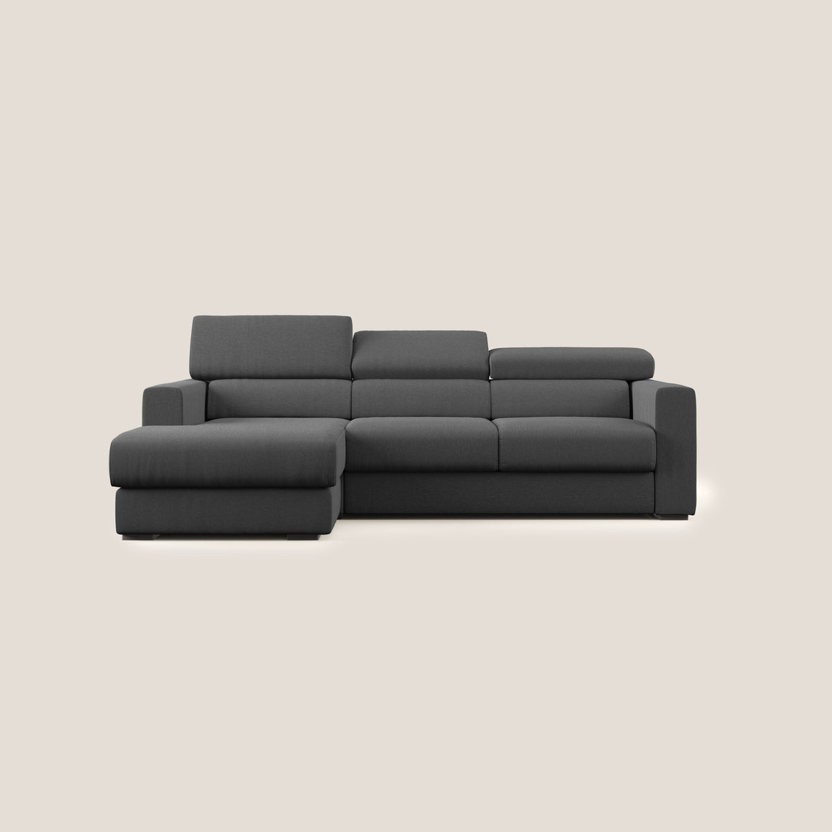 Dylan divano angolare con pouf estraibile poggiapiedi in tessuto simil cotone impermeabile T13 antracite - divitt.sbs