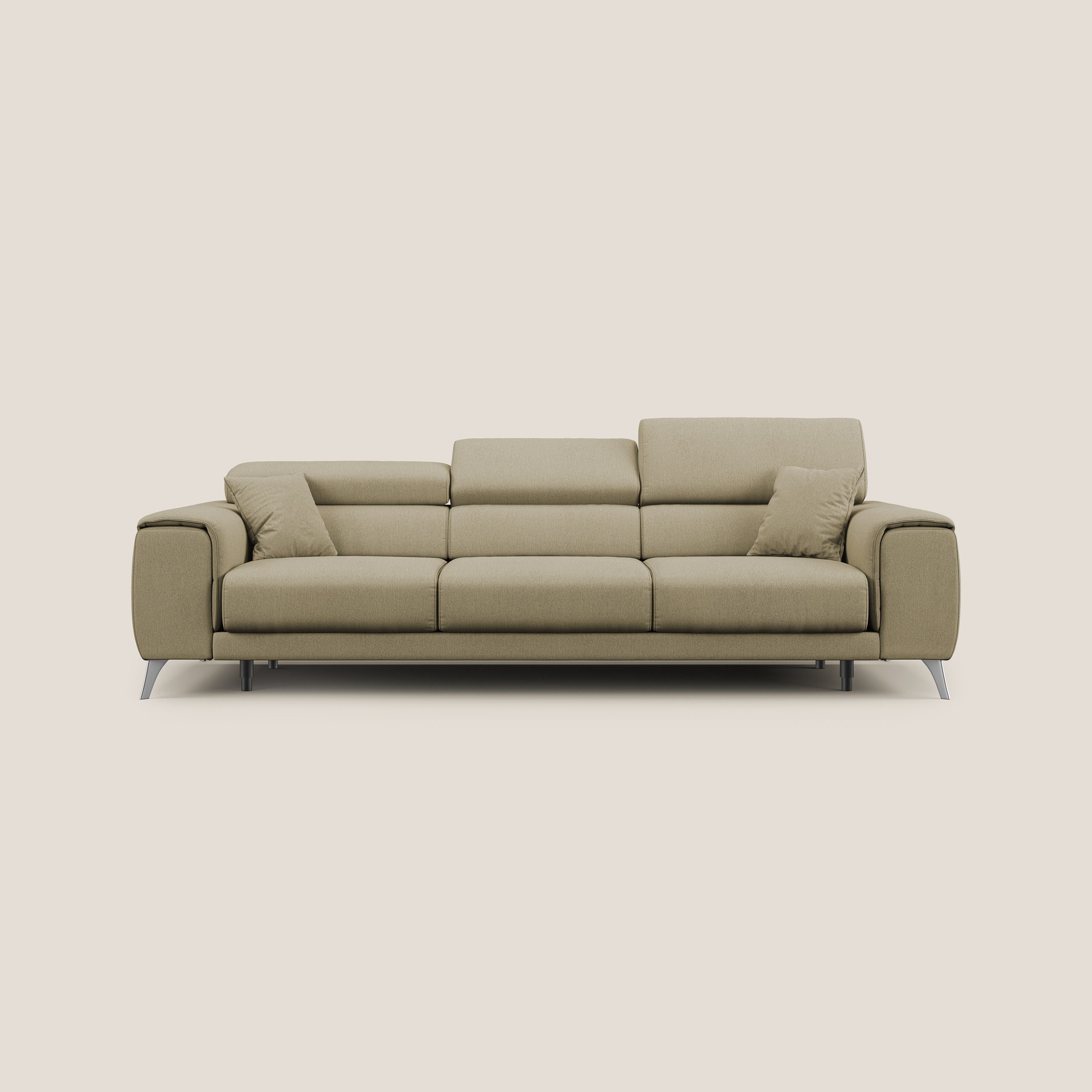 Fusion divano con 3 sedute allungabili in tessuto smacchiabile T05 cammello - divitt.sbs