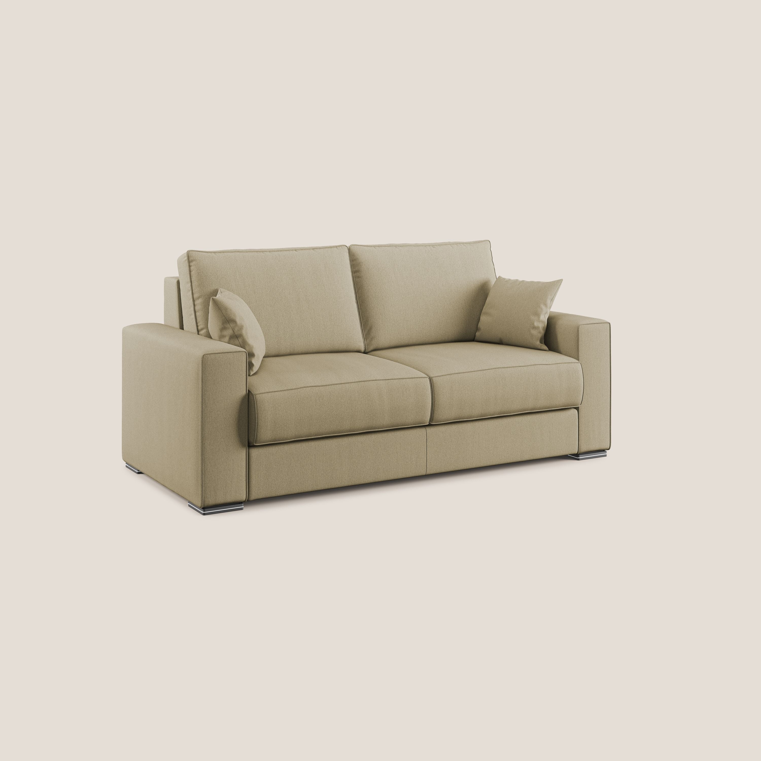 Dream Divano letto moderno dai morbidi cuscini in tessuto smacchiabile T05 cammello - divitt.sbs