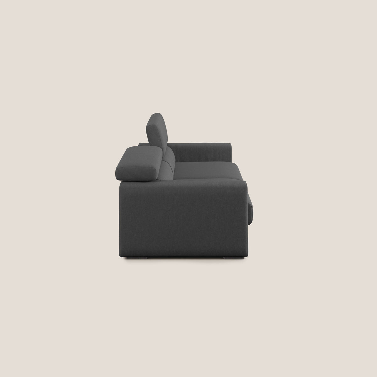 Dylan divano allungabile con pouf estraibile poggiapiedi in tessuto simil cotone impermeabile T13 antracite - divitt.sbs