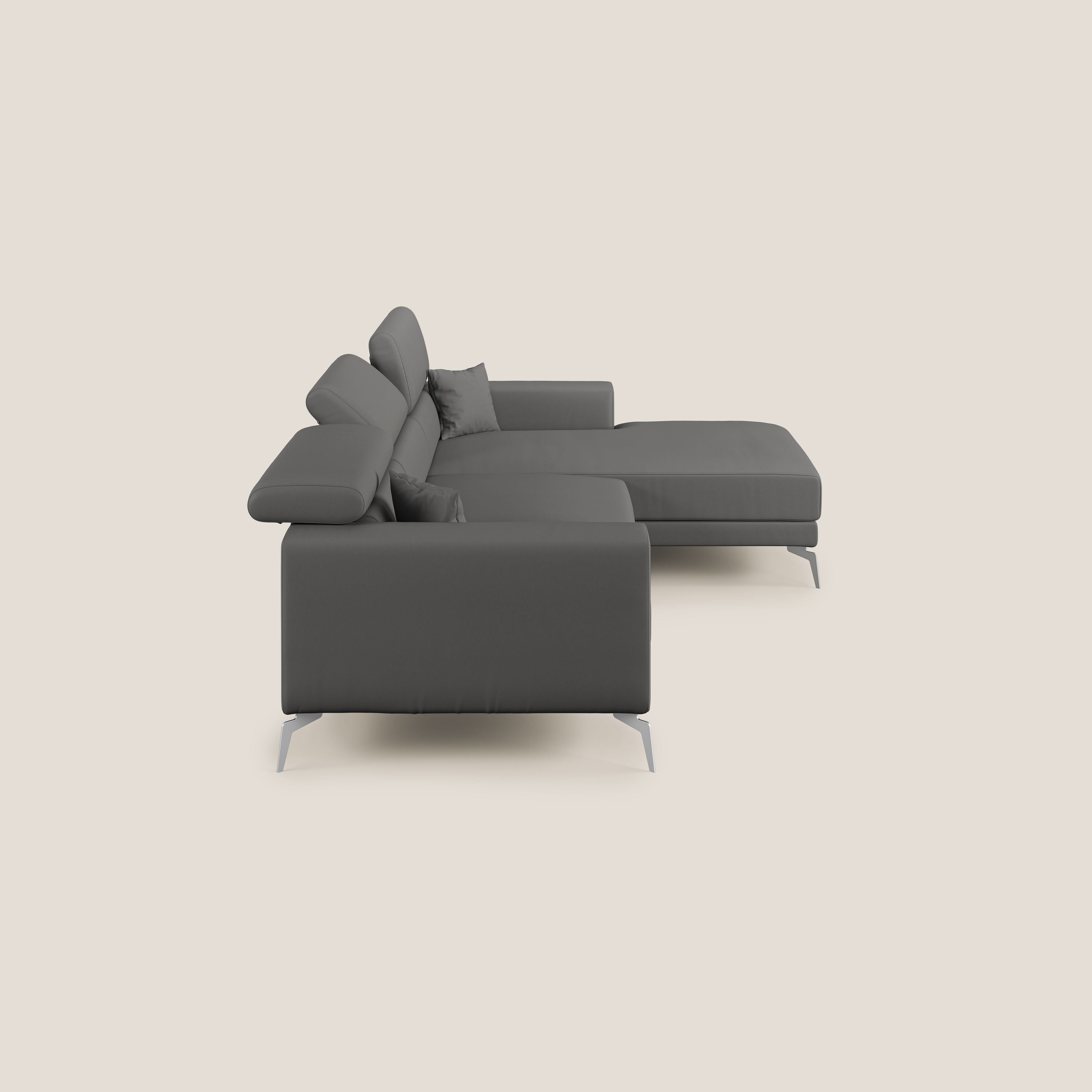 Blade Divano moderno angolare con poggiatesta reclinabili in Ecopelle T04 antracite - divitt.sbs
